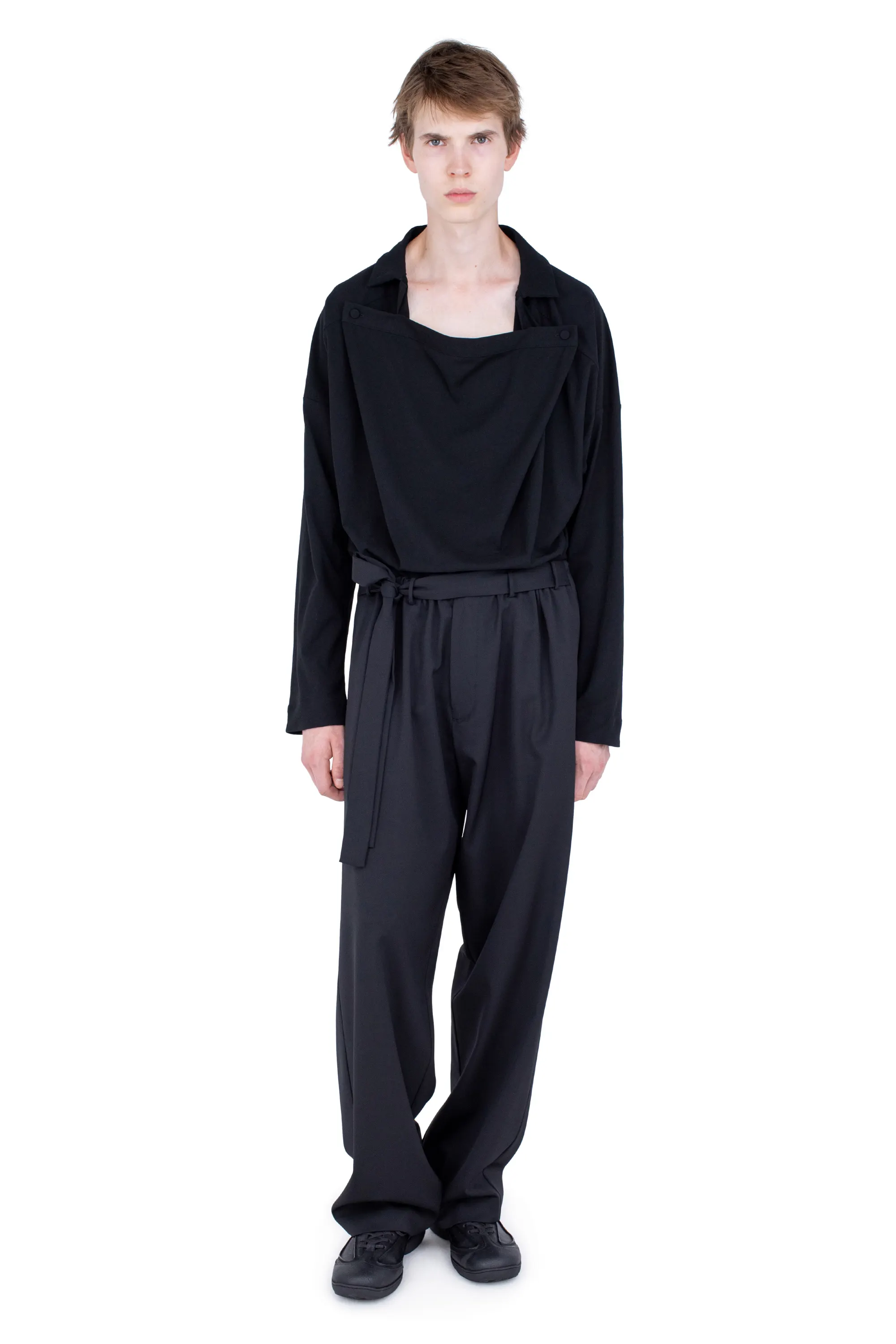 KIKO KOSTADINOV LAAN GATHERED TROUSERS - CROW BLACK