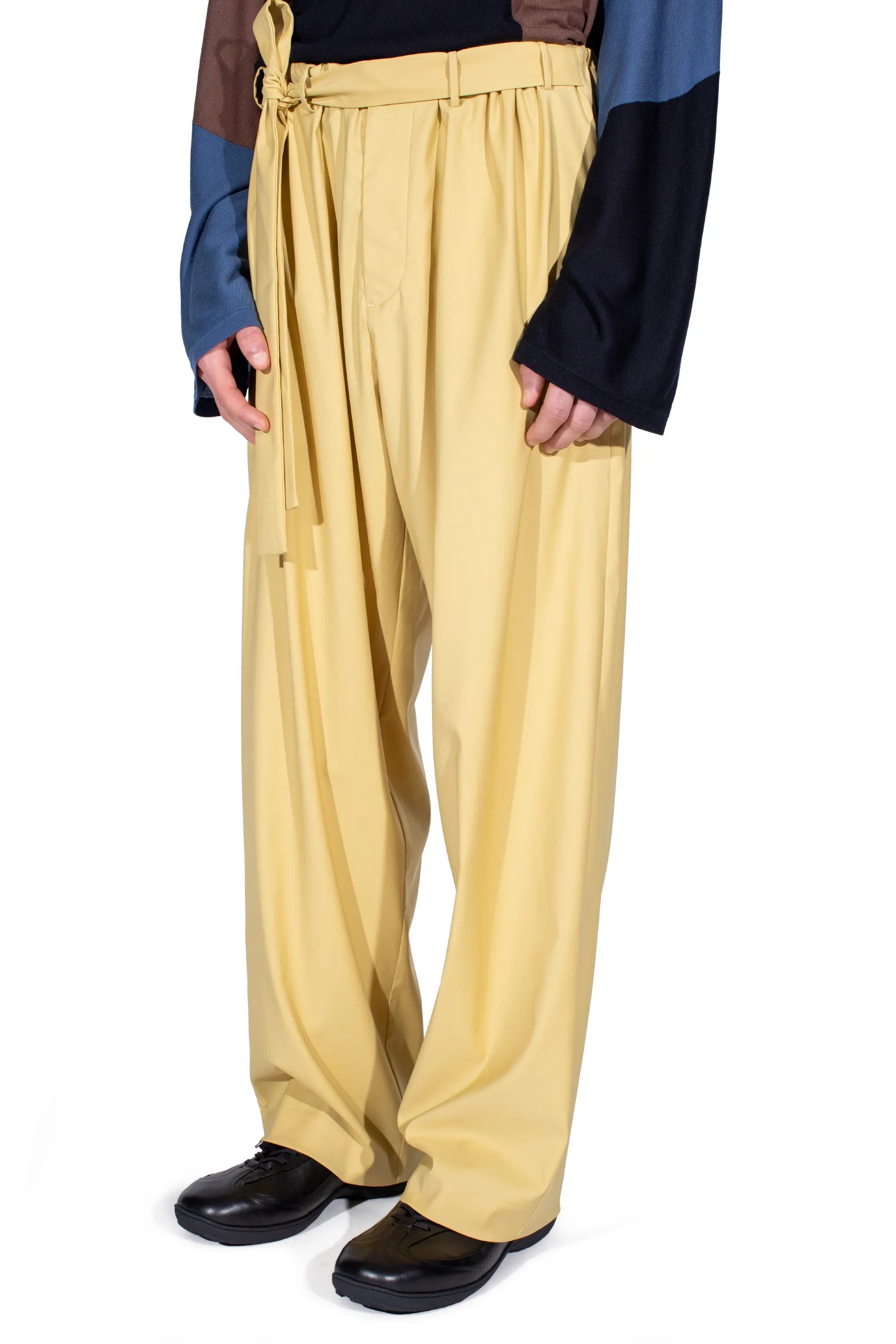 KIKO KOSTADINOV LAAN GATHERED TROUSERS - MIMOSA