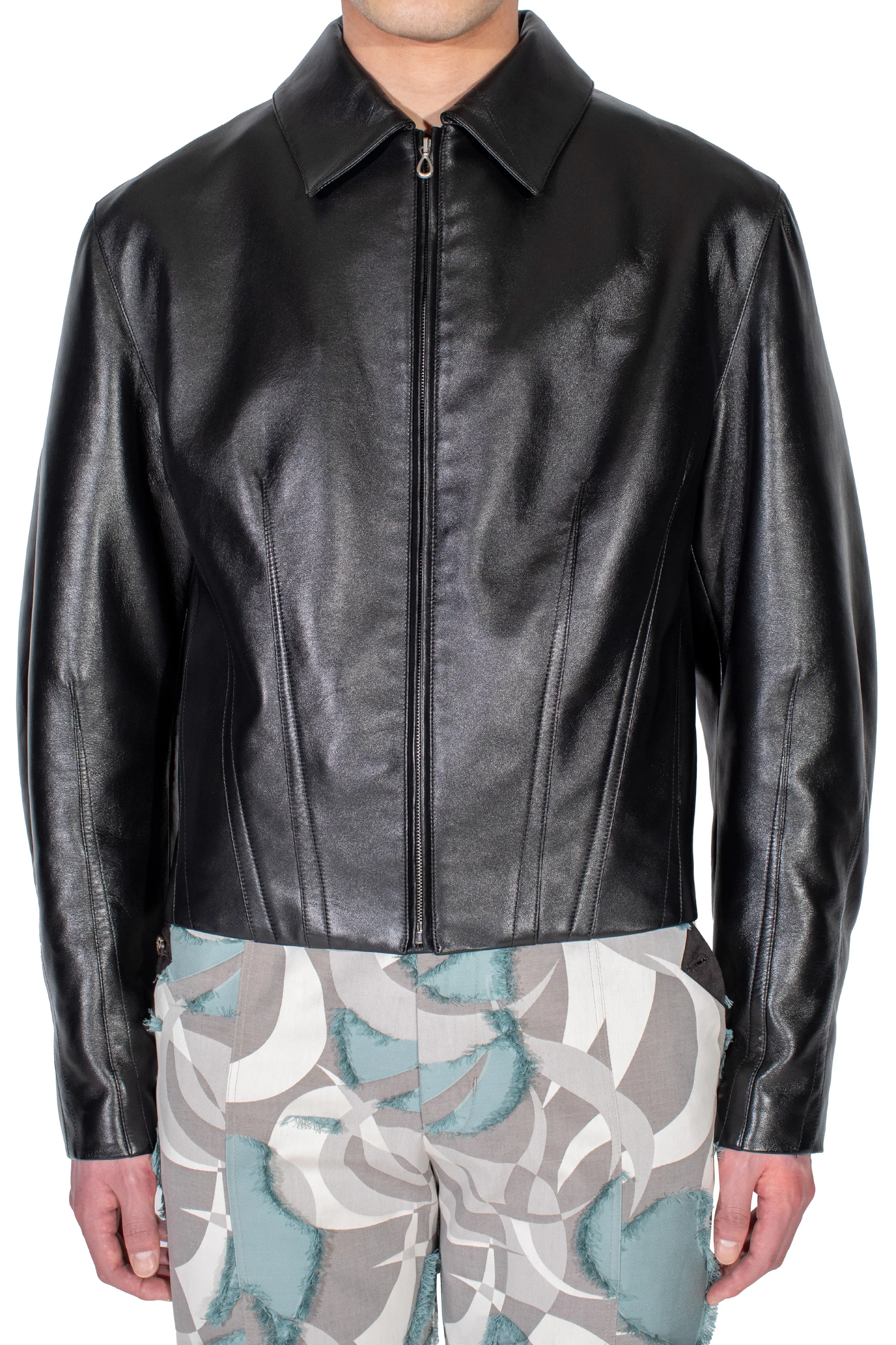 KIKO KOSTADINOV LUR LEATHER JACKET - SMOKEY BLACK
