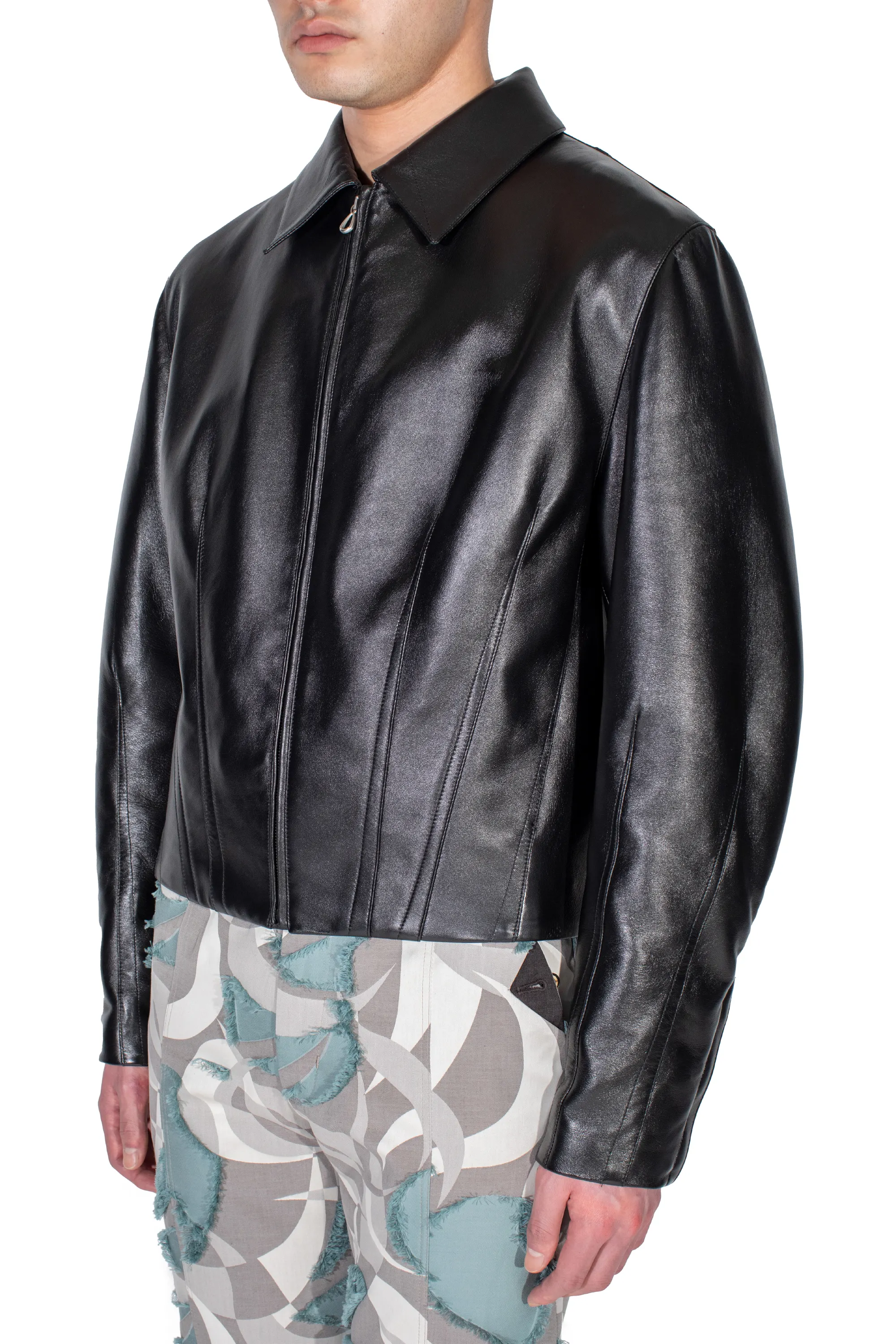 KIKO KOSTADINOV LUR LEATHER JACKET - SMOKEY BLACK