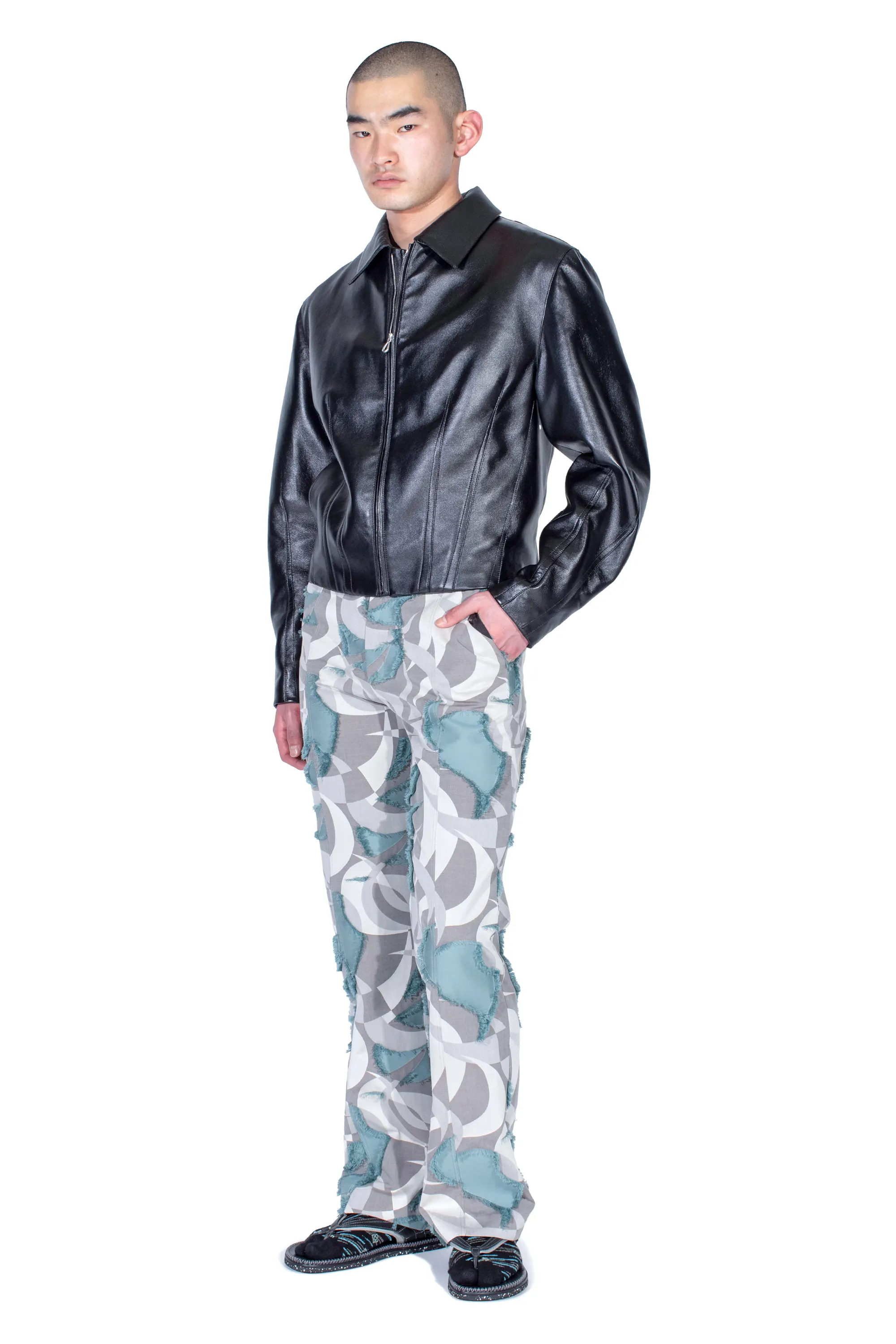 KIKO KOSTADINOV LUR LEATHER JACKET - SMOKEY BLACK