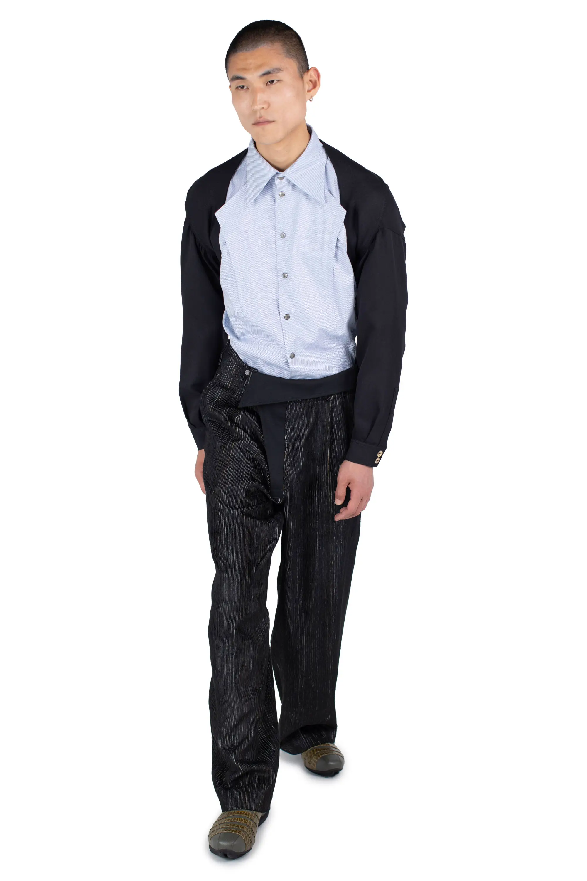 KIKO KOSTADINOV NAVIN WIDE TROUSER - MELANGE BLACK/NIGHT BLACK