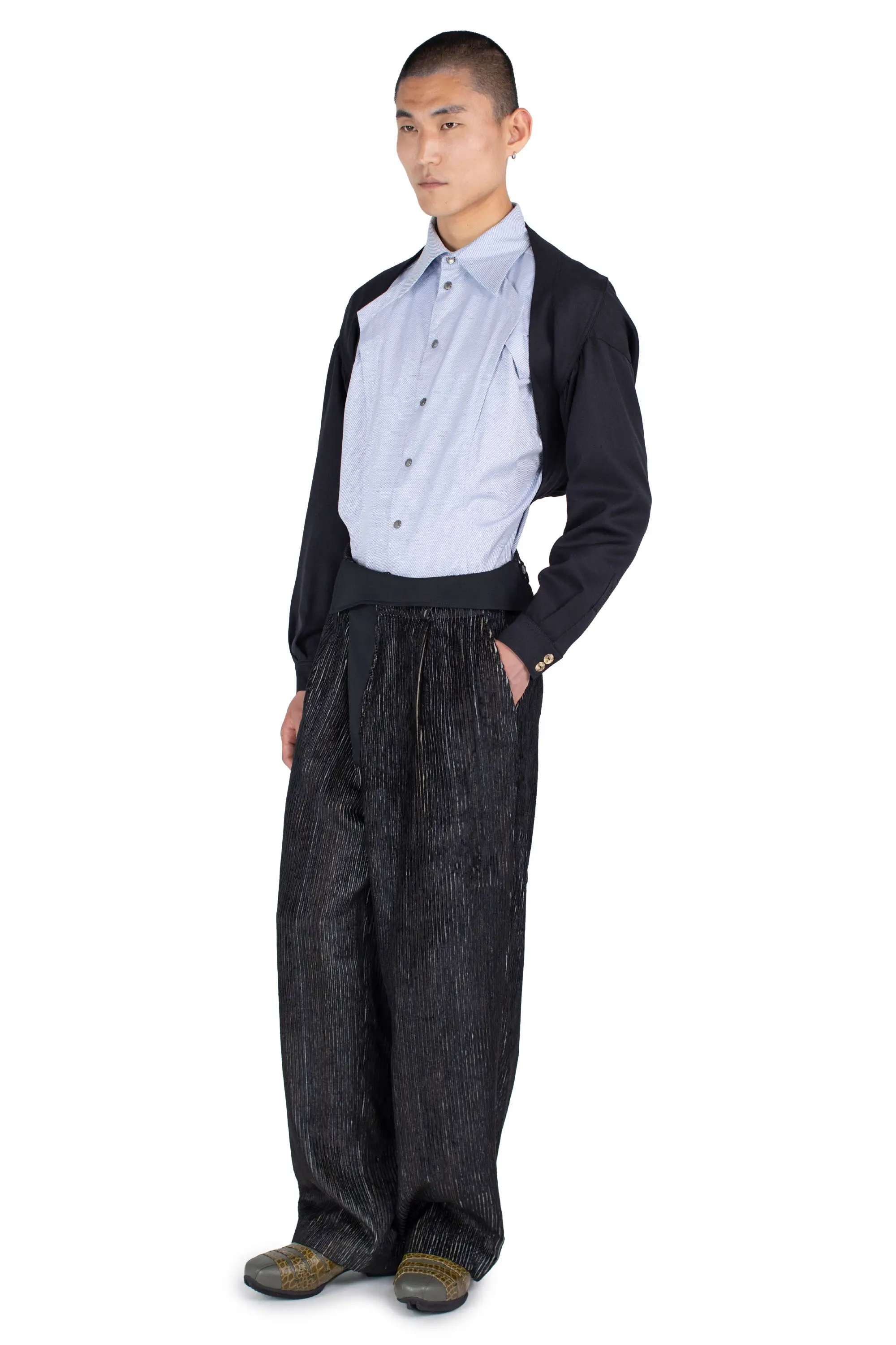 KIKO KOSTADINOV NAVIN WIDE TROUSER - MELANGE BLACK/NIGHT BLACK
