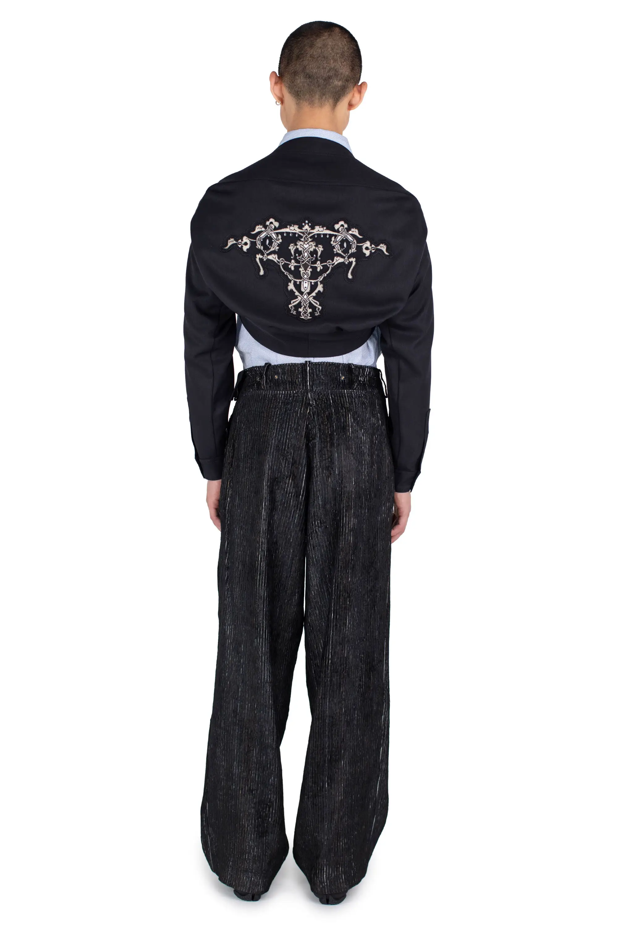 KIKO KOSTADINOV NAVIN WIDE TROUSER - MELANGE BLACK/NIGHT BLACK