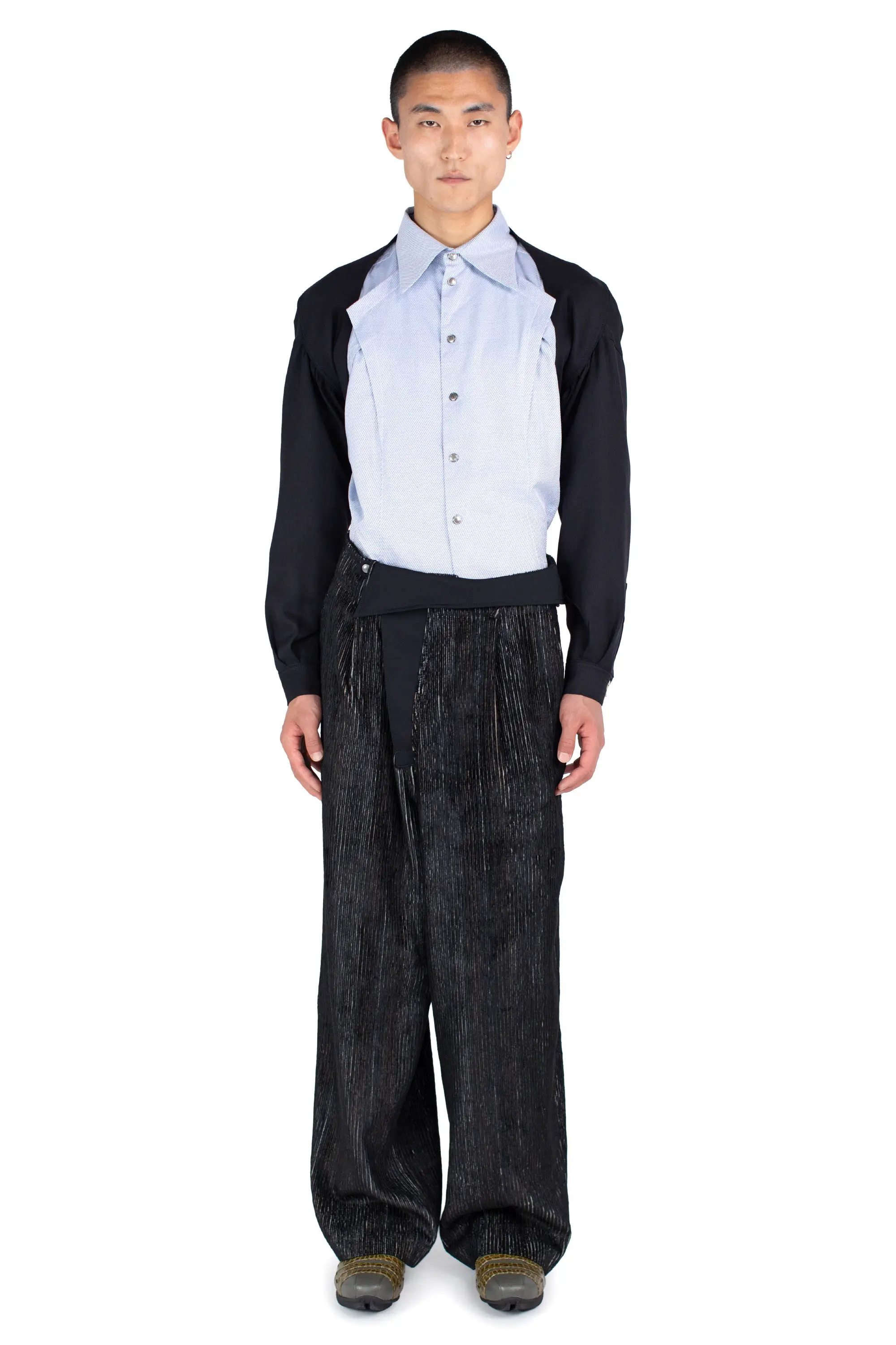 KIKO KOSTADINOV NAVIN WIDE TROUSER - MELANGE BLACK/NIGHT BLACK