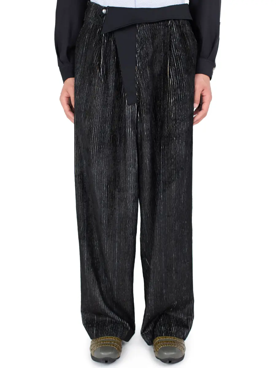KIKO KOSTADINOV NAVIN WIDE TROUSER - MELANGE BLACK/NIGHT BLACK
