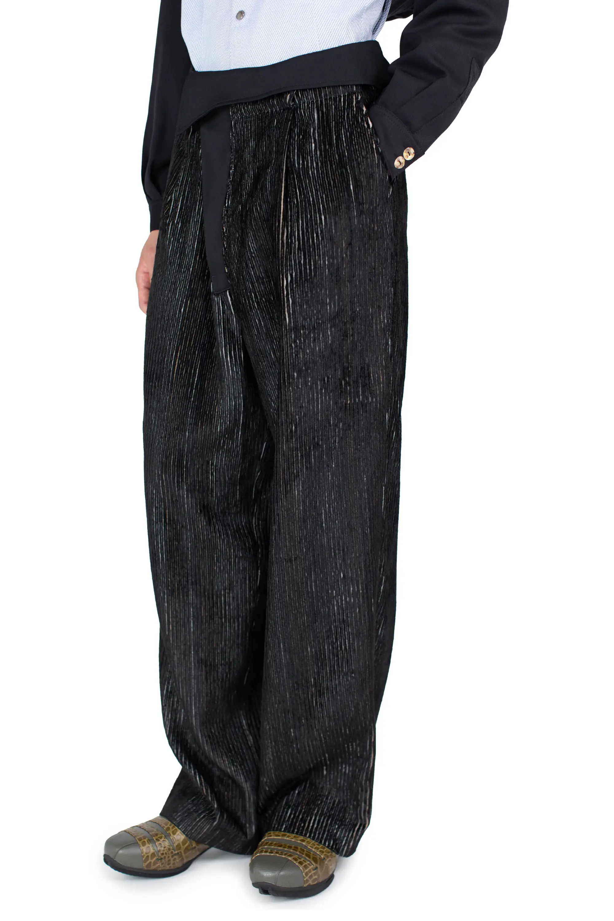 KIKO KOSTADINOV NAVIN WIDE TROUSER - MELANGE BLACK/NIGHT BLACK