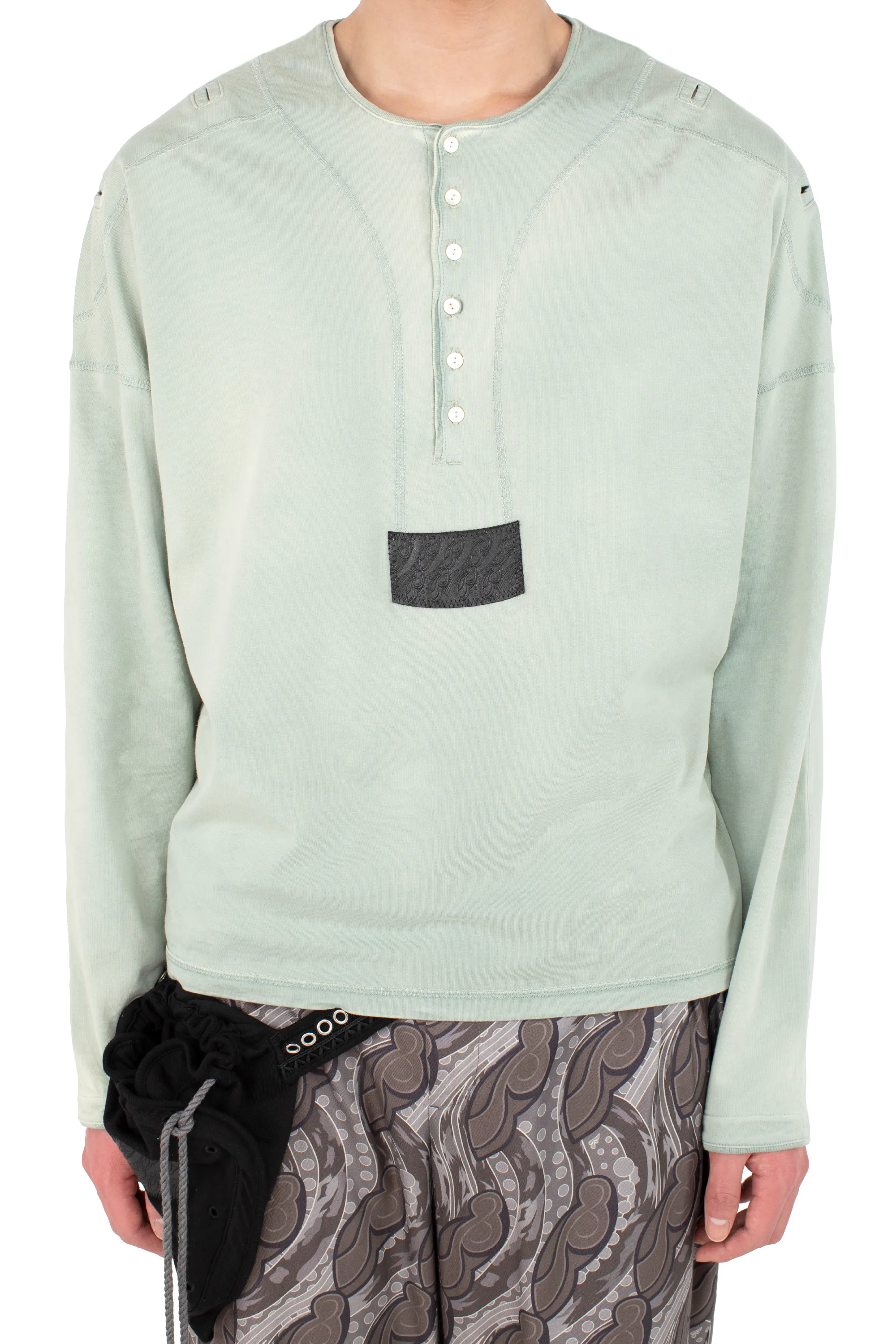 KIKO KOSTADINOV SARGO LONG SLEEVE HENLEY - SEASHORE