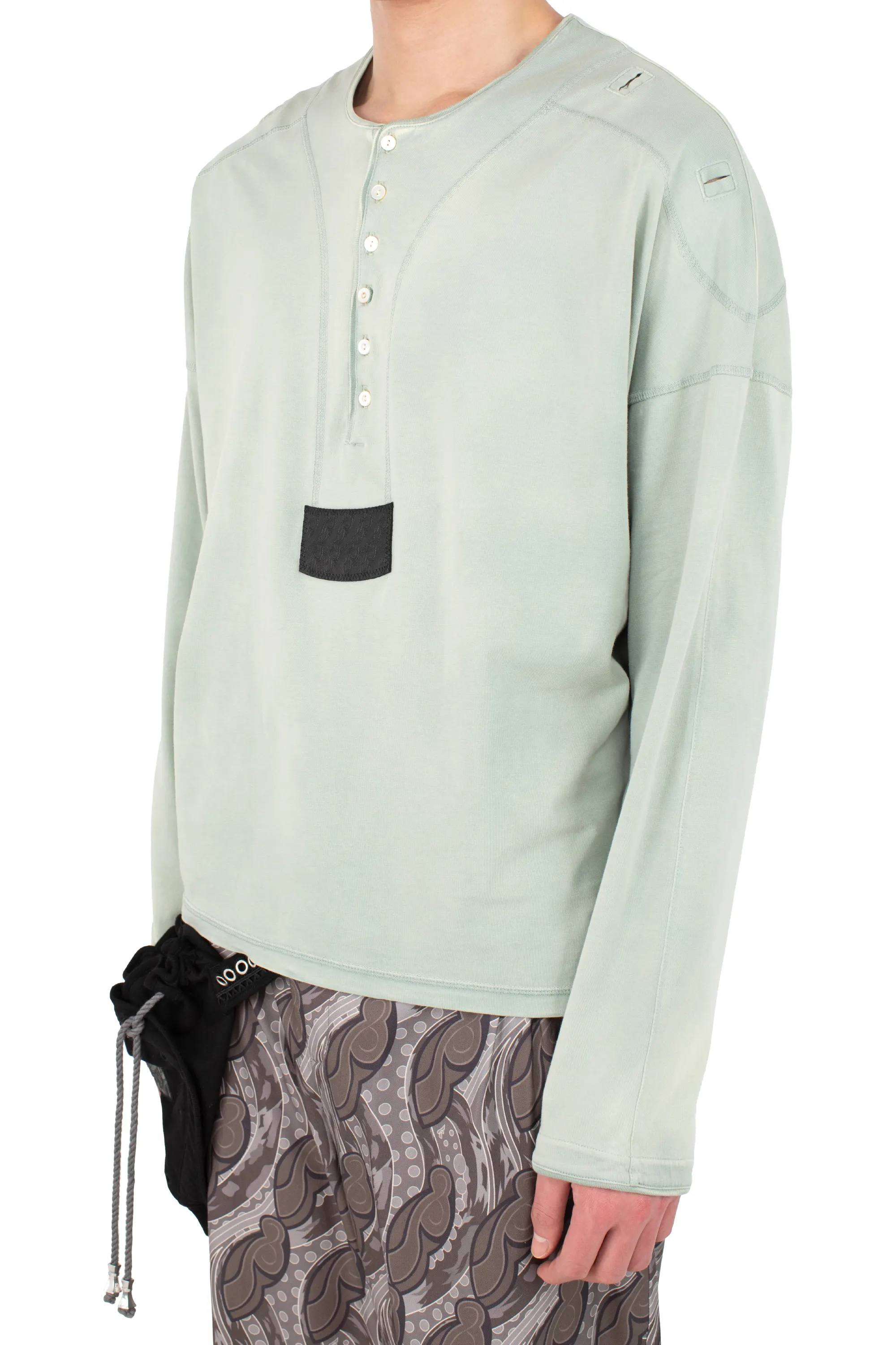 KIKO KOSTADINOV SARGO LONG SLEEVE HENLEY - SEASHORE