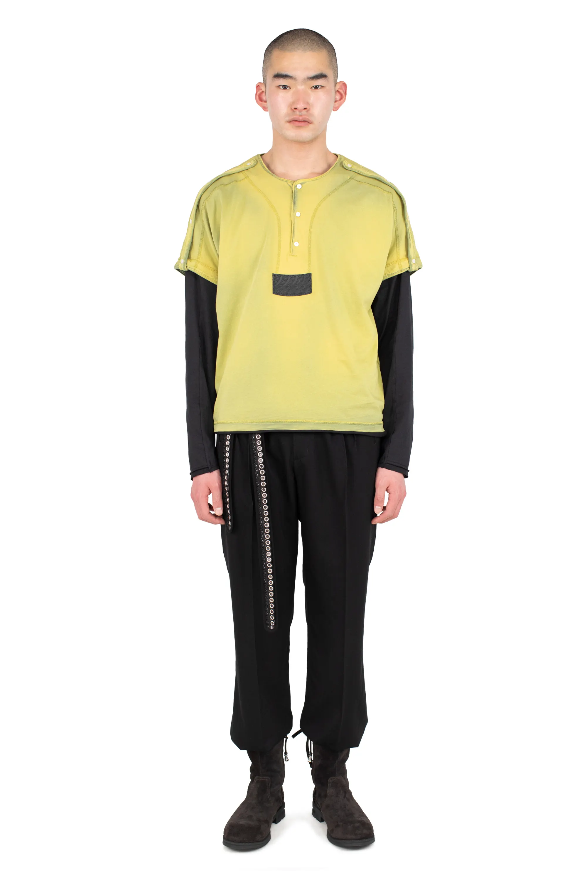 KIKO KOSTADINOV SARGO SHORT SLEEVE HENLEY - HAY