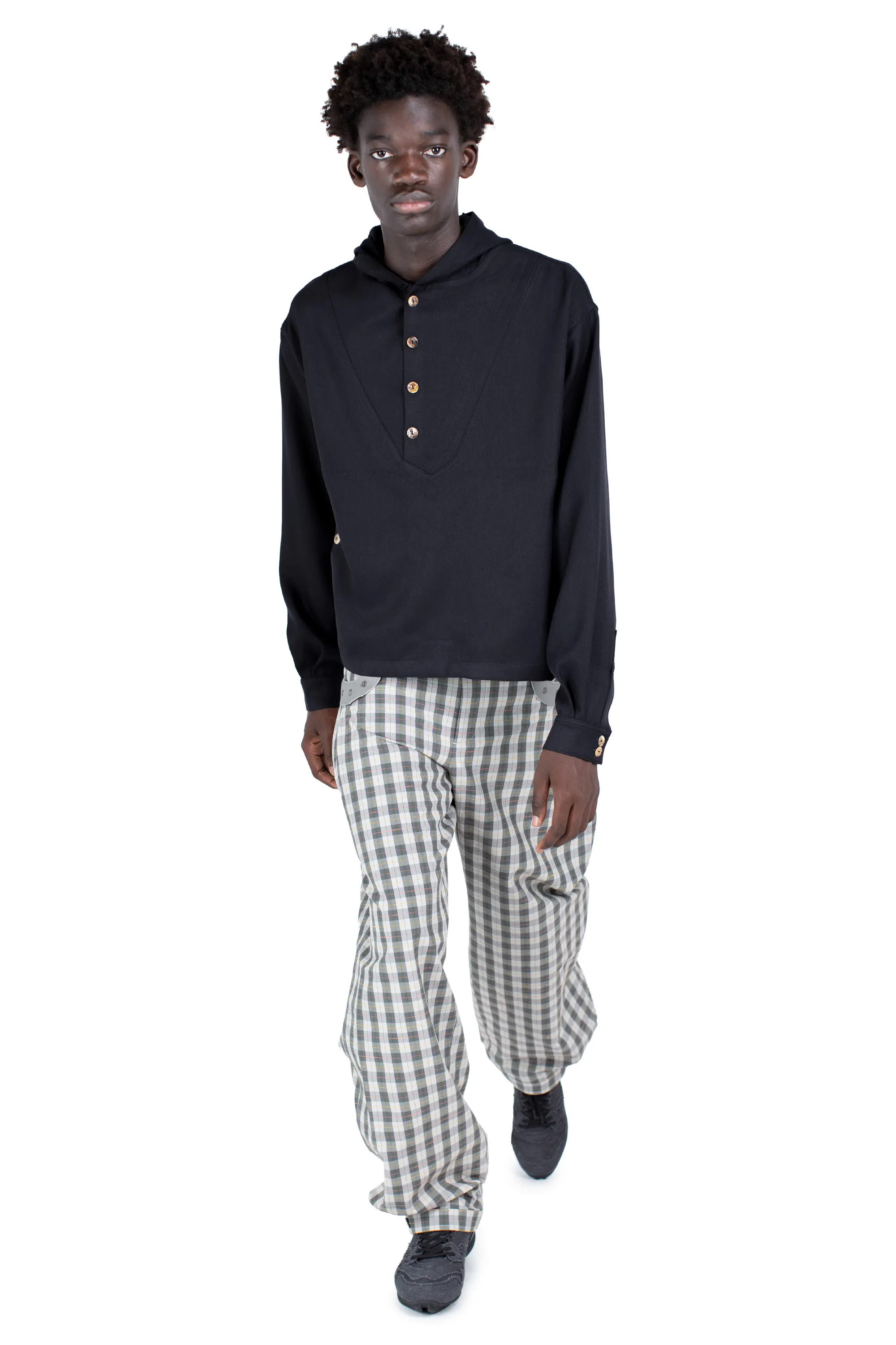 SLATINA HOODED TOP LS - COAL BLACK – KIKO KOSTADINOV