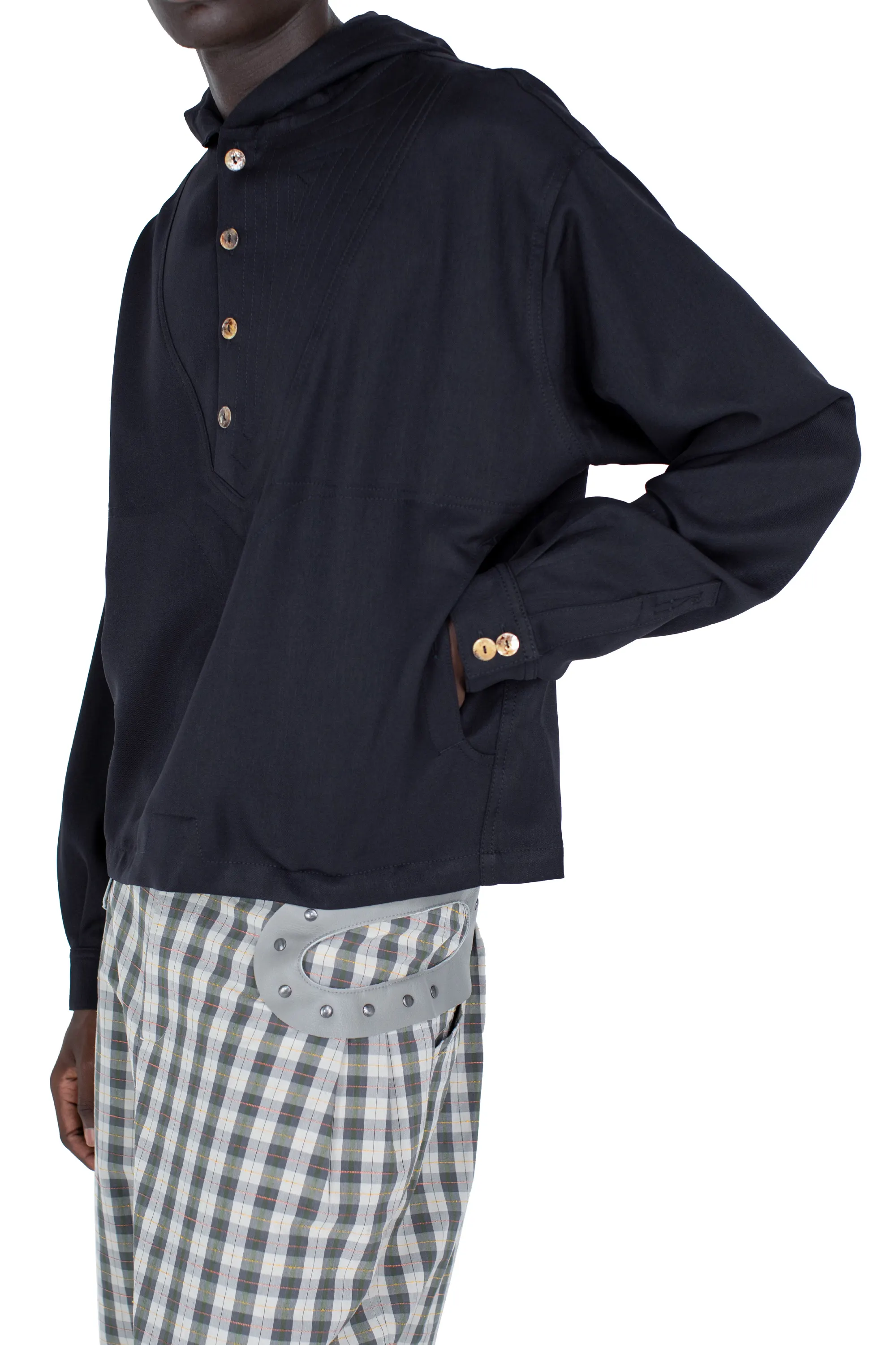 SLATINA HOODED TOP LS - COAL BLACK – KIKO KOSTADINOV