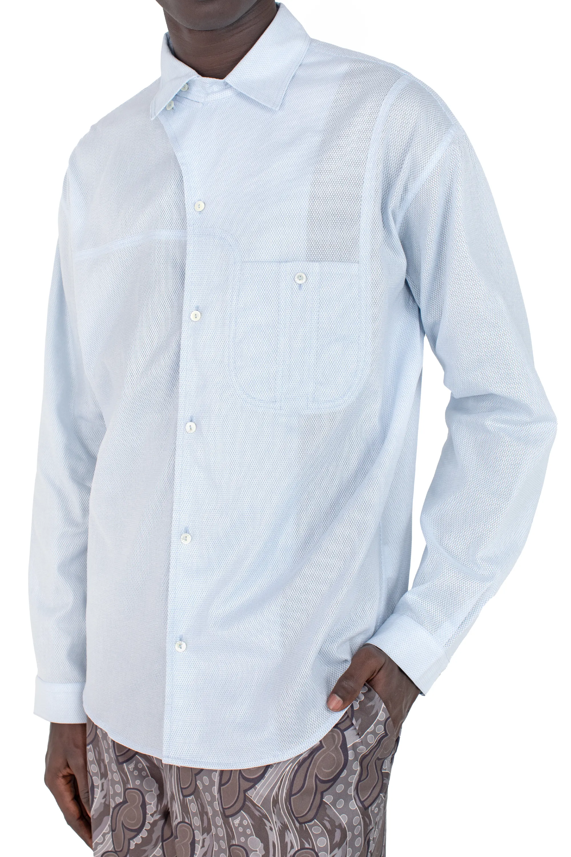 KIKO KOSTADINOV VECA PANELLED SHIRT - PALE BLUE