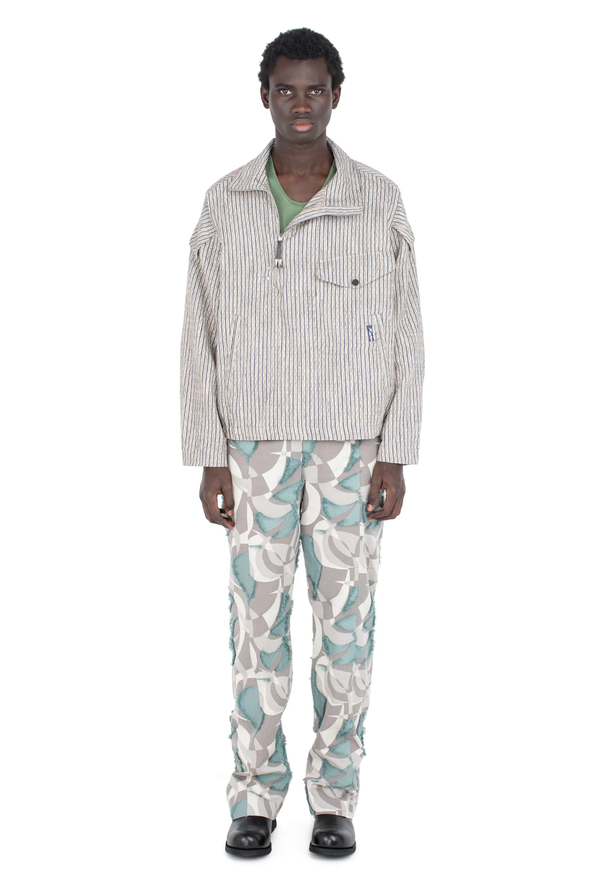 KIKO KOSTADINOV VECA UNIFORM TROUSER - BEIGE & TEAL