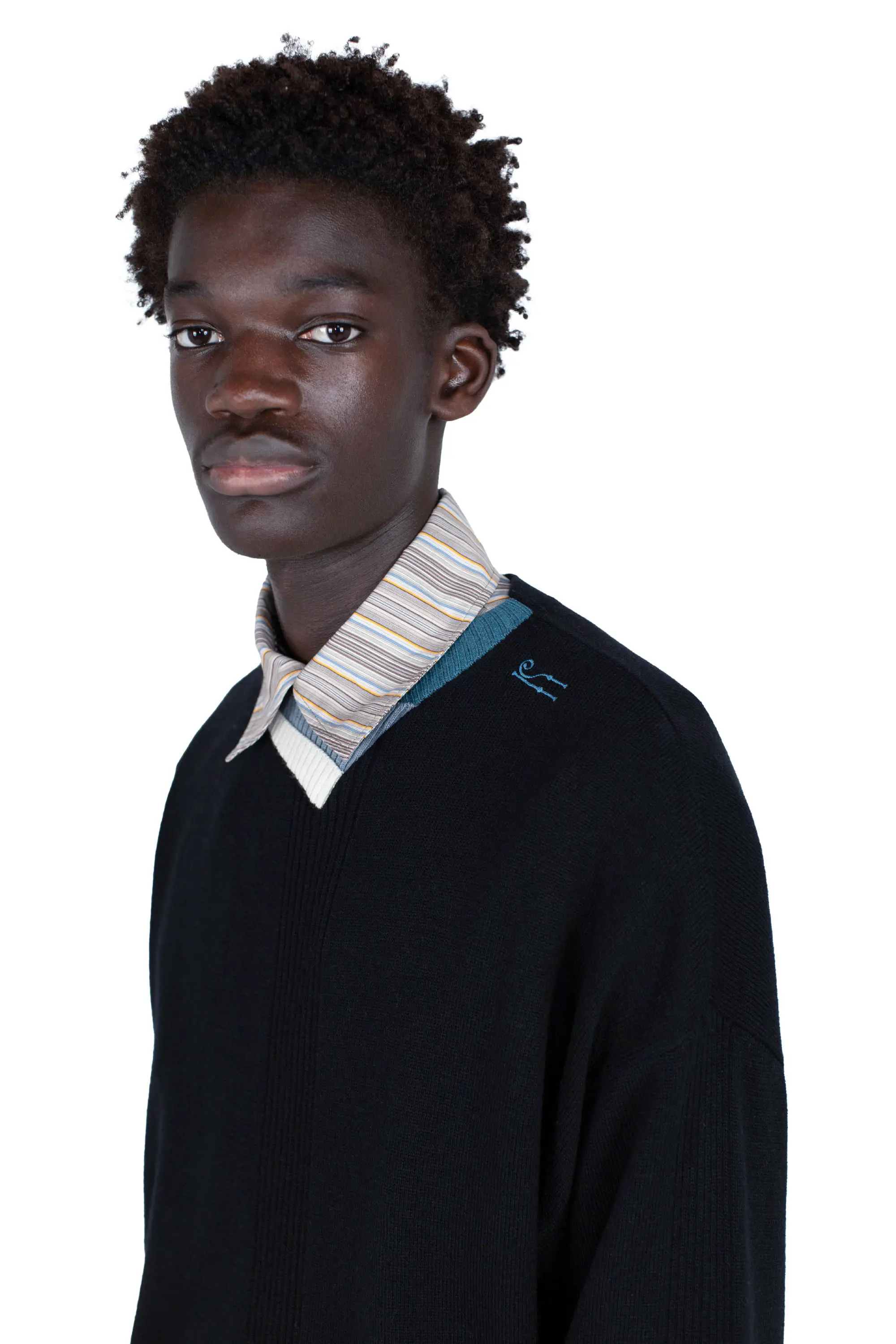 KIKO KOSTADINOV VIG MULTI COLLAR JUMPER - BLACK/CREAM/PINE