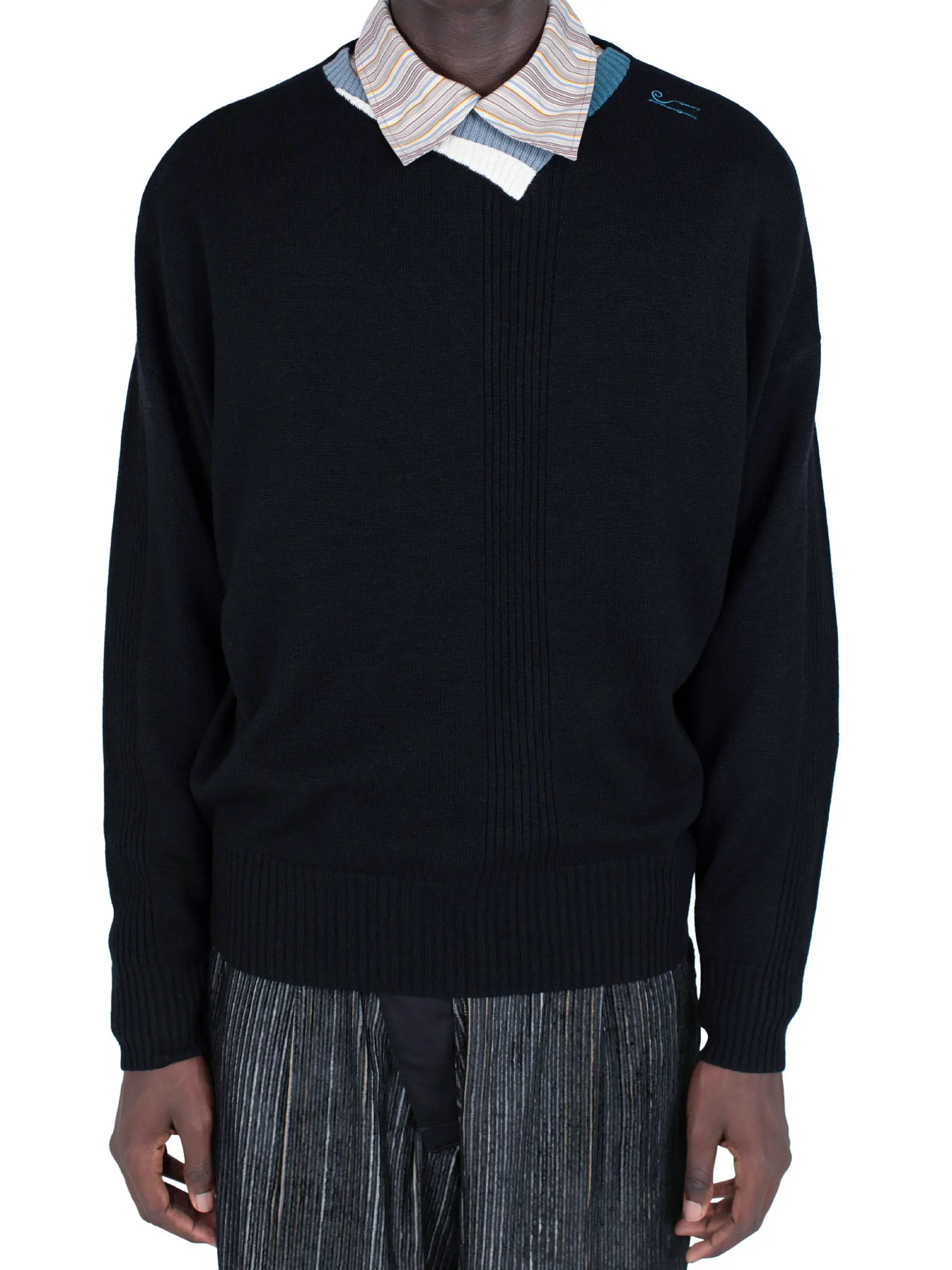 KIKO KOSTADINOV VIG MULTI COLLAR JUMPER - BLACK/CREAM/PINE
