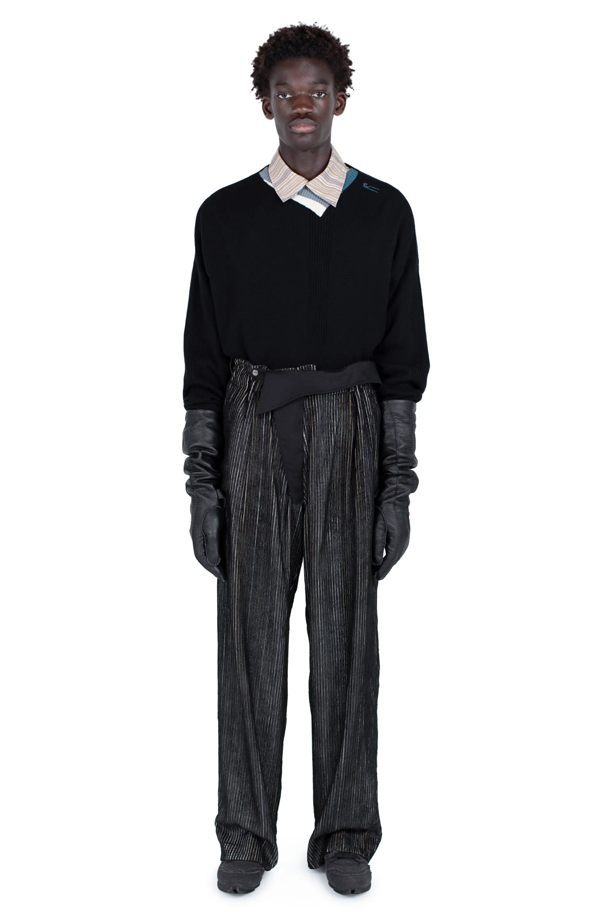 KIKO KOSTADINOV VIG MULTI COLLAR JUMPER - BLACK/CREAM/PINE