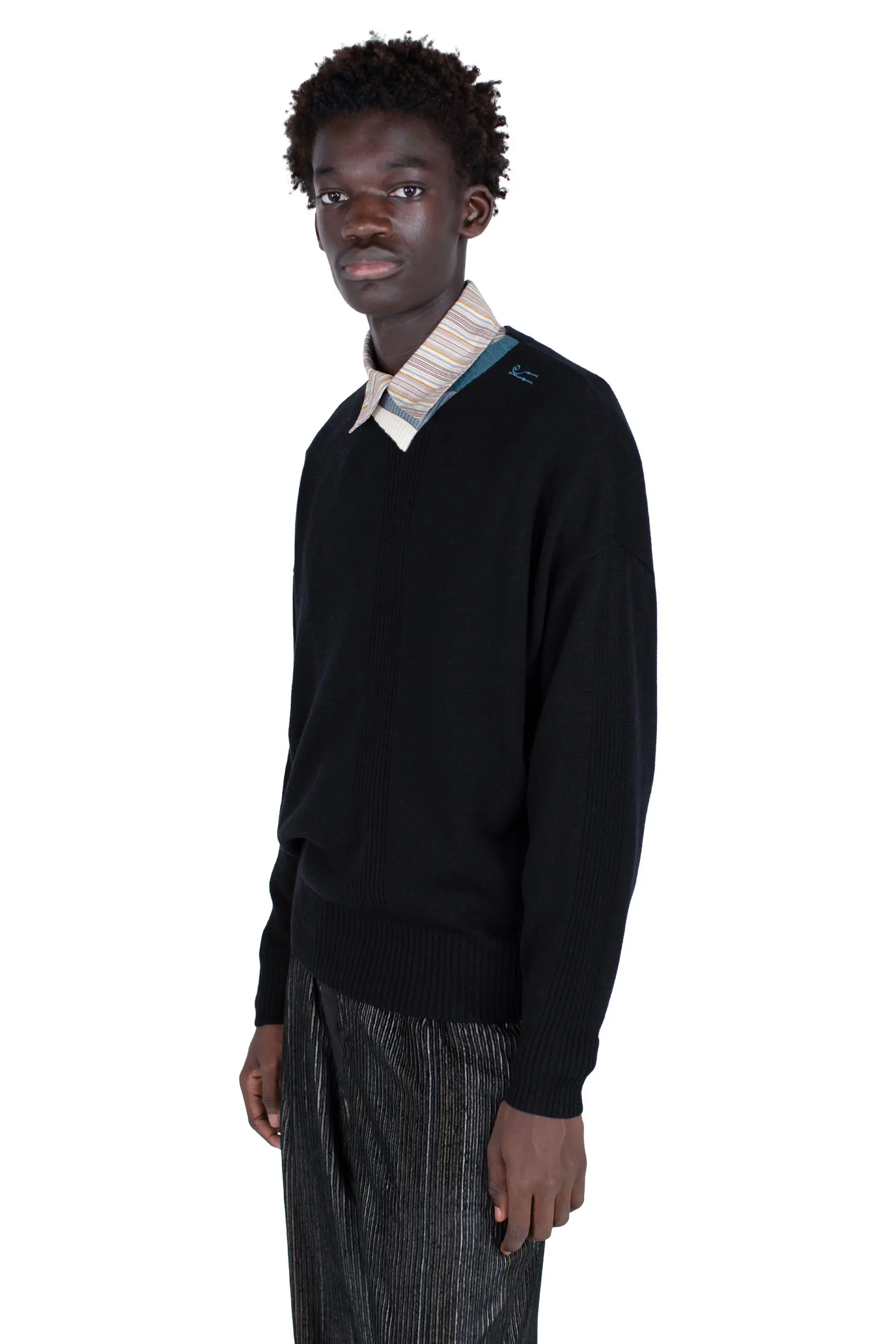 KIKO KOSTADINOV VIG MULTI COLLAR JUMPER - BLACK/CREAM/PINE