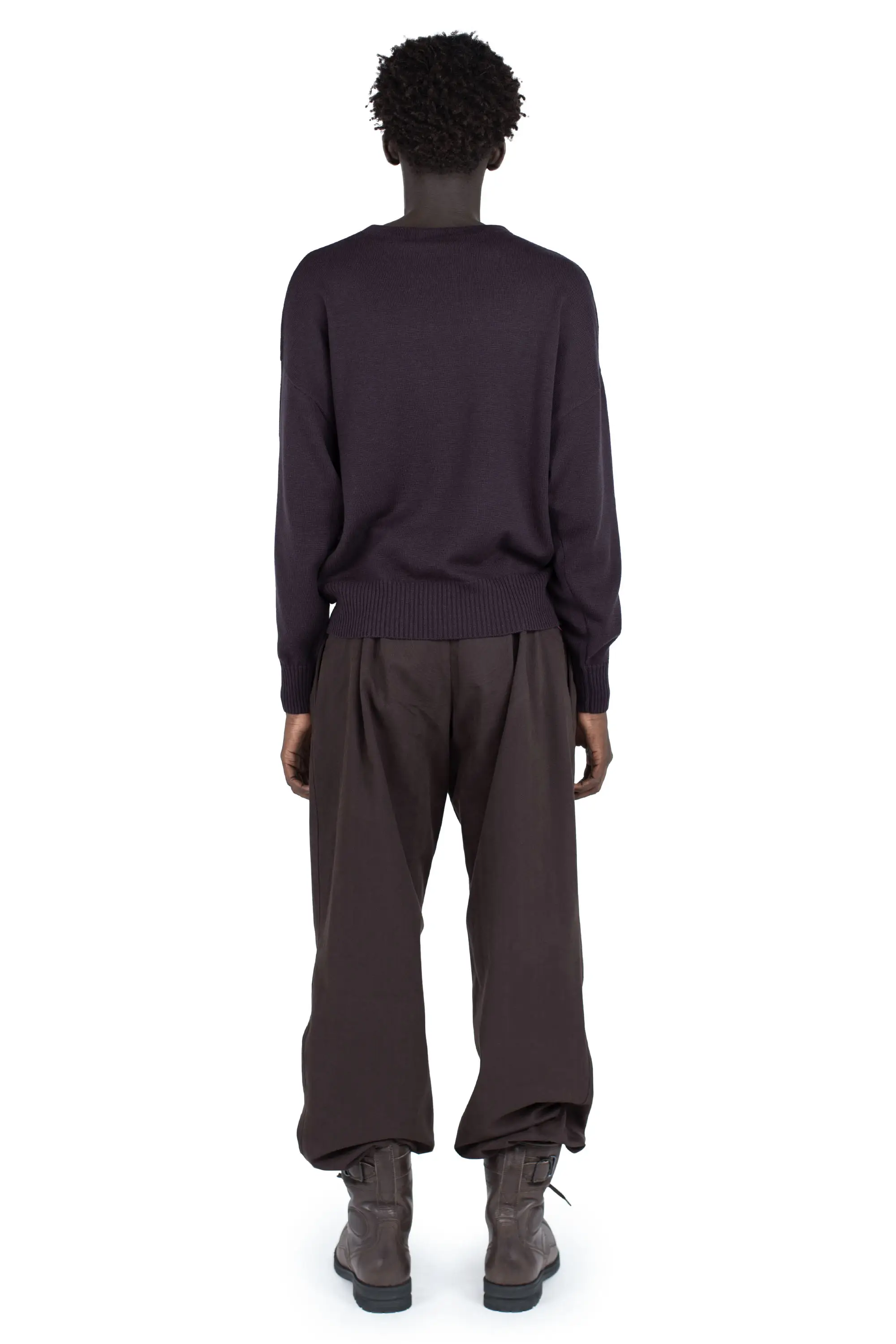 KIKO KOSTADINOV VIG MULTI COLLAR JUMPER - DARK BROWN/PINE/LILAC