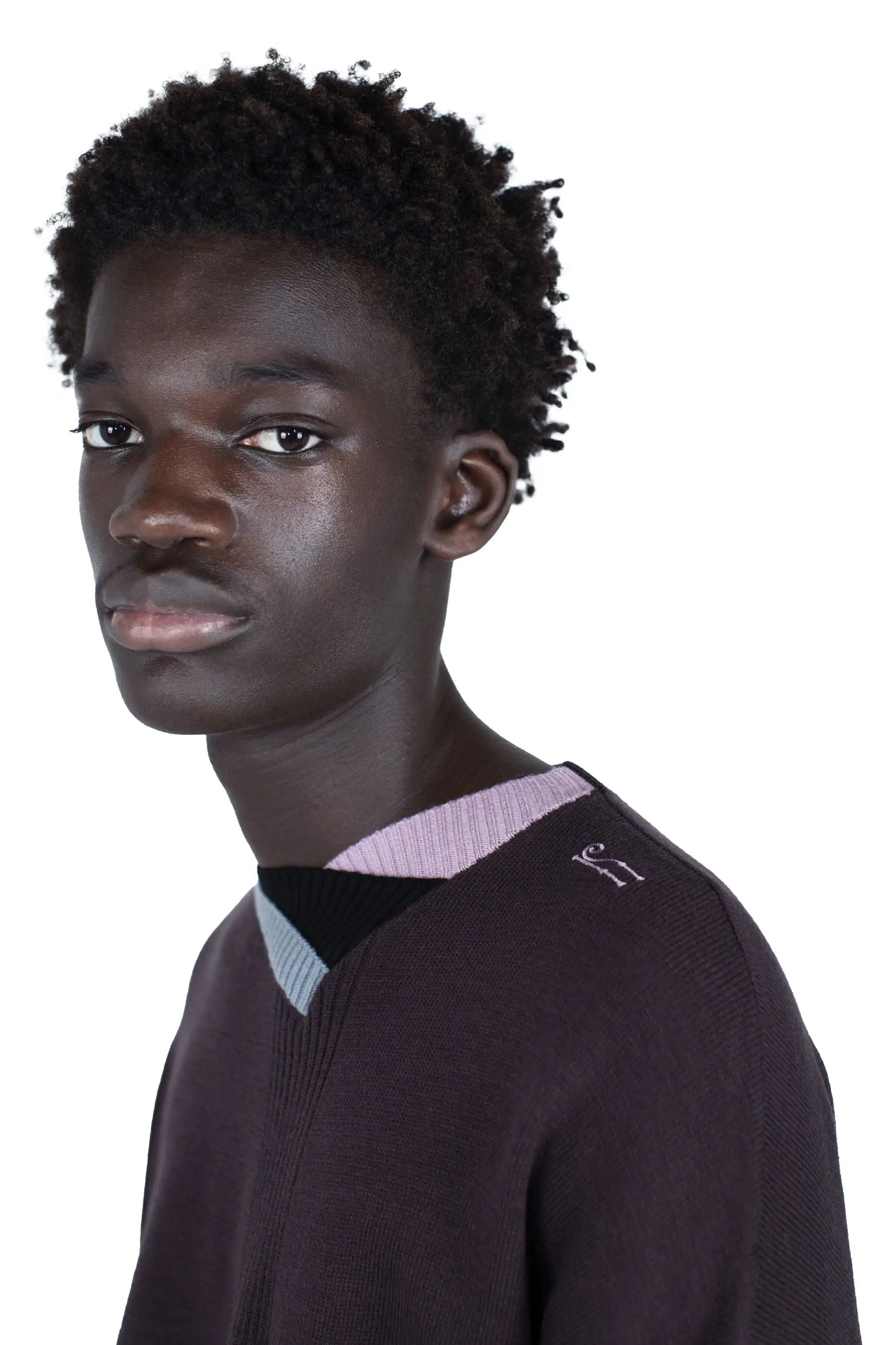 KIKO KOSTADINOV VIG MULTI COLLAR JUMPER - DARK BROWN/PINE/LILAC