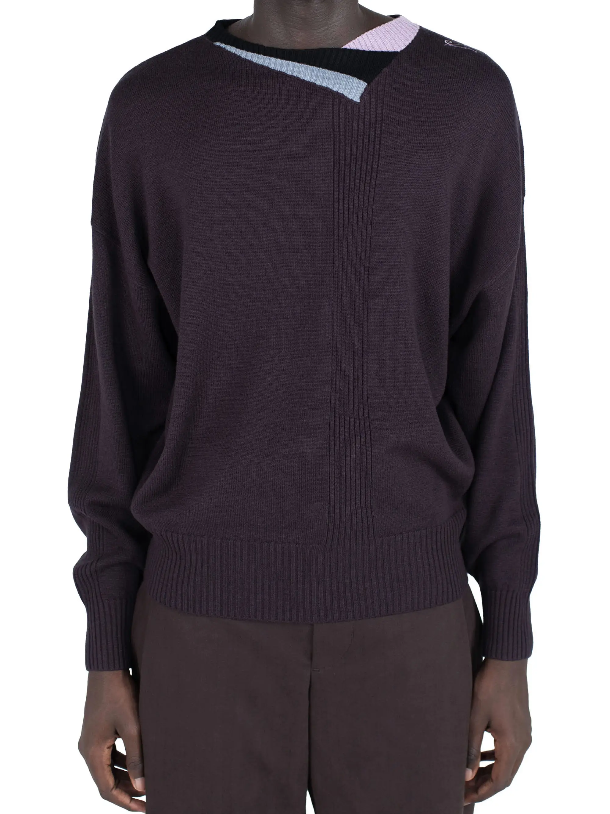KIKO KOSTADINOV VIG MULTI COLLAR JUMPER - DARK BROWN/PINE/LILAC
