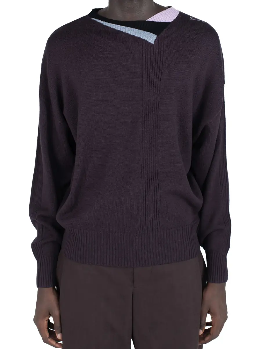 KIKO KOSTADINOV VIG MULTI COLLAR JUMPER - DARK BROWN/PINE/LILAC