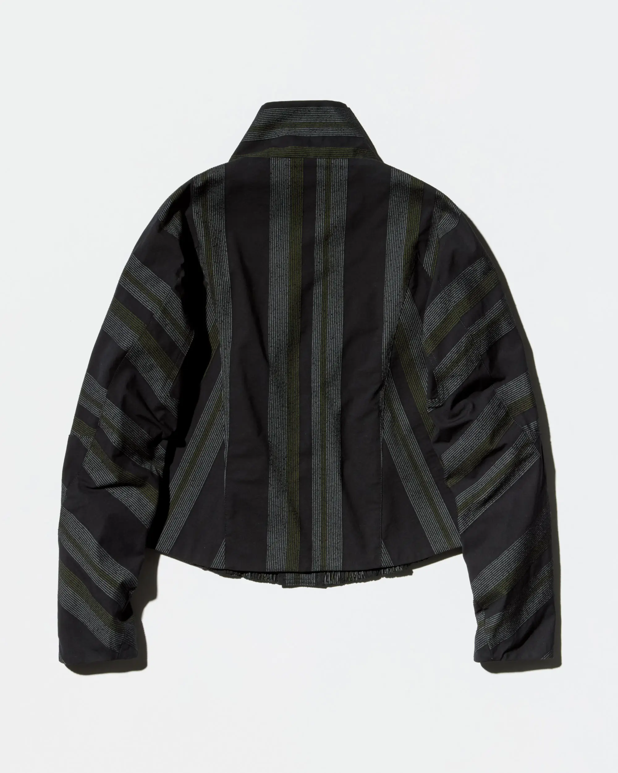 KIKO KOSTADINOV ZAFAR CROPPED JACKET - BLACK / GREY & GREEN
