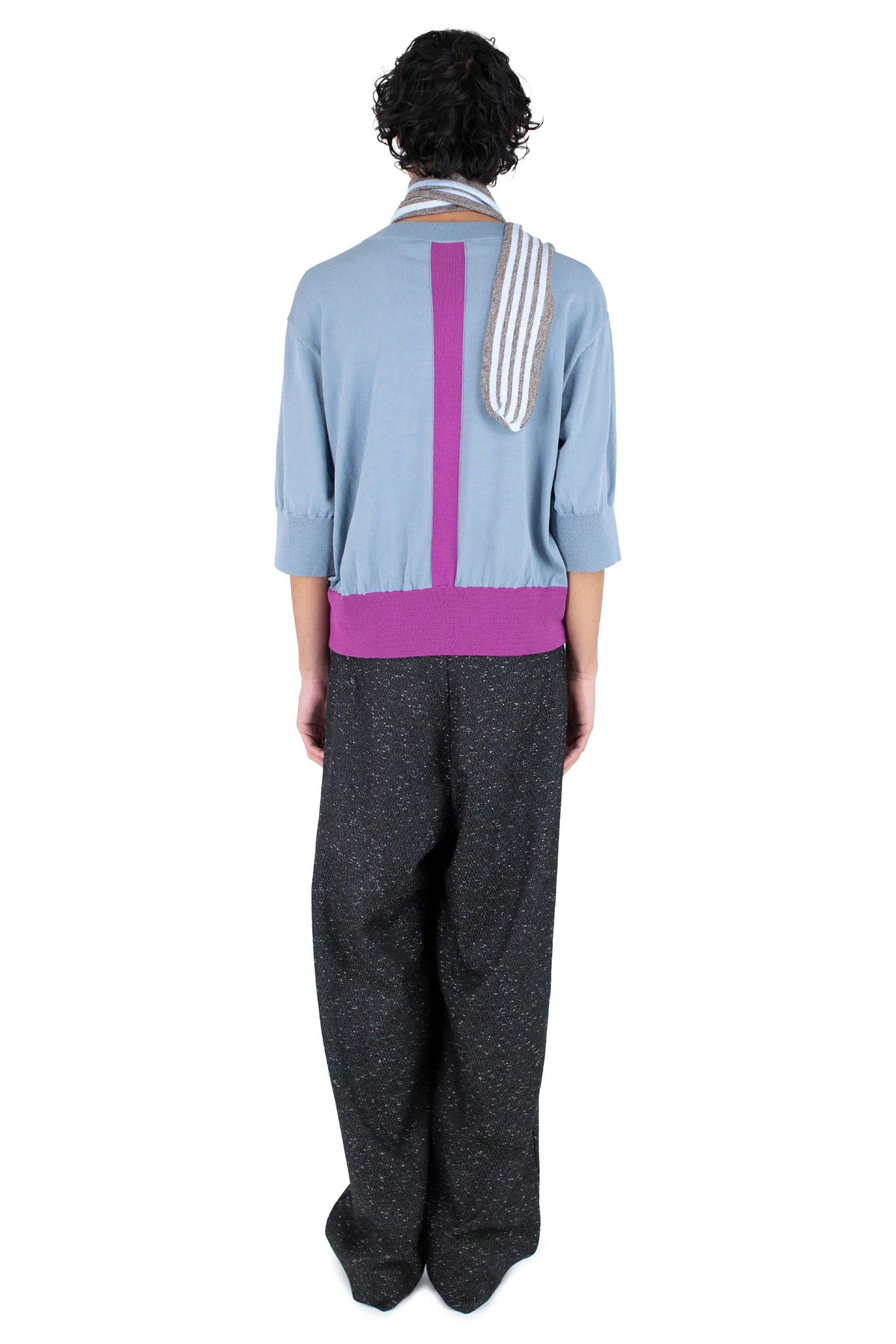 KIKO KOSTADINOV ZAFAR KNITTED TOP - CHINESE PURPLE / DUSTY BLUE
