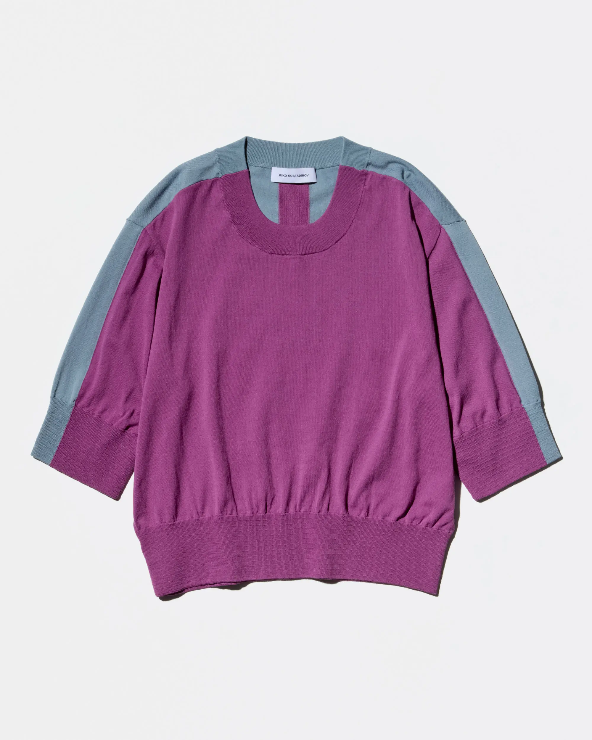 KIKO KOSTADINOV ZAFAR KNITTED TOP - CHINESE PURPLE / DUSTY BLUE