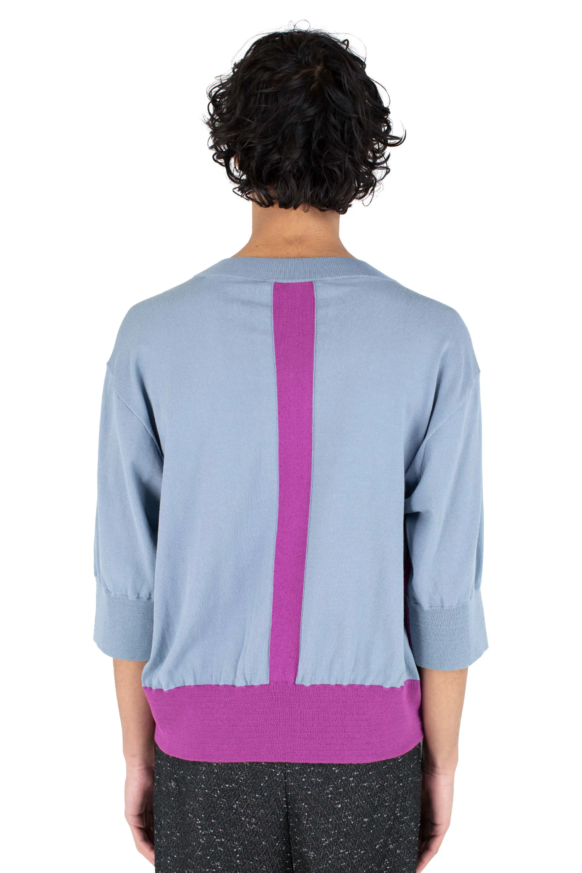 KIKO KOSTADINOV ZAFAR KNITTED TOP - CHINESE PURPLE / DUSTY BLUE