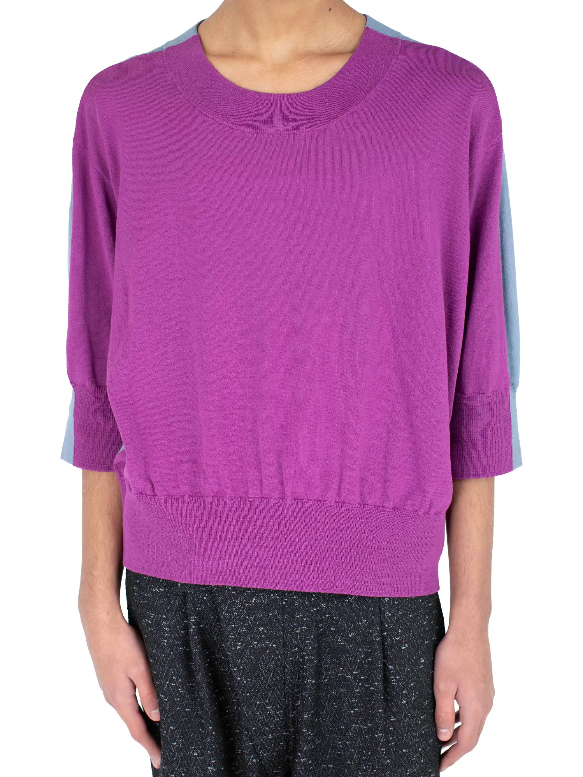 KIKO KOSTADINOV ZAFAR KNITTED TOP - CHINESE PURPLE / DUSTY BLUE
