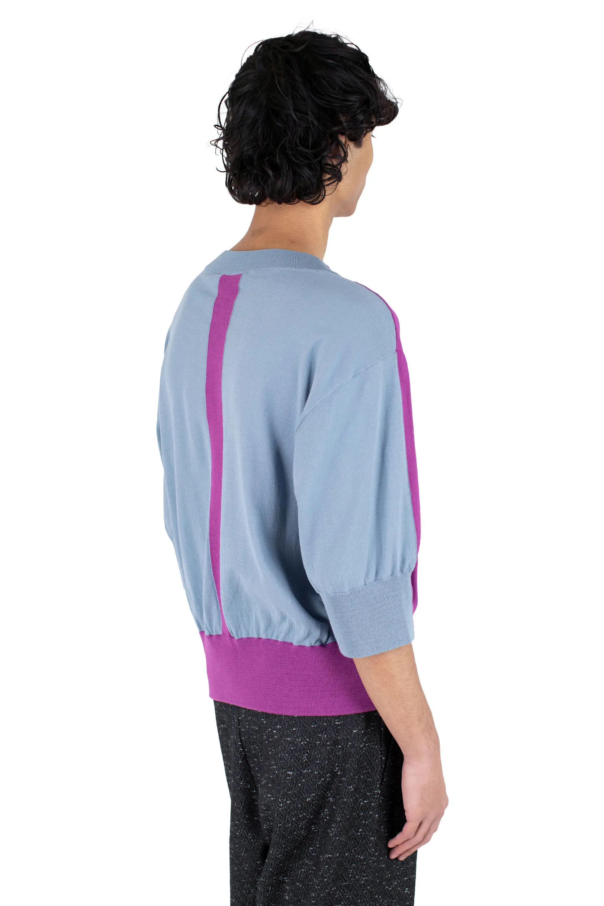 KIKO KOSTADINOV ZAFAR KNITTED TOP - CHINESE PURPLE / DUSTY BLUE
