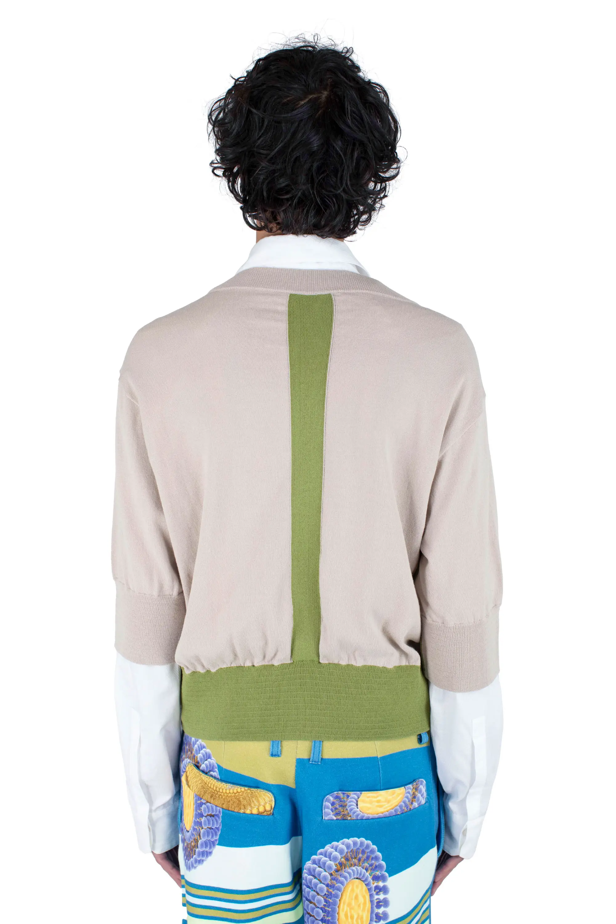 KIKO KOSTADINOV ZAFAR KNITTED TOP - MOSS GREEN / ALMOND