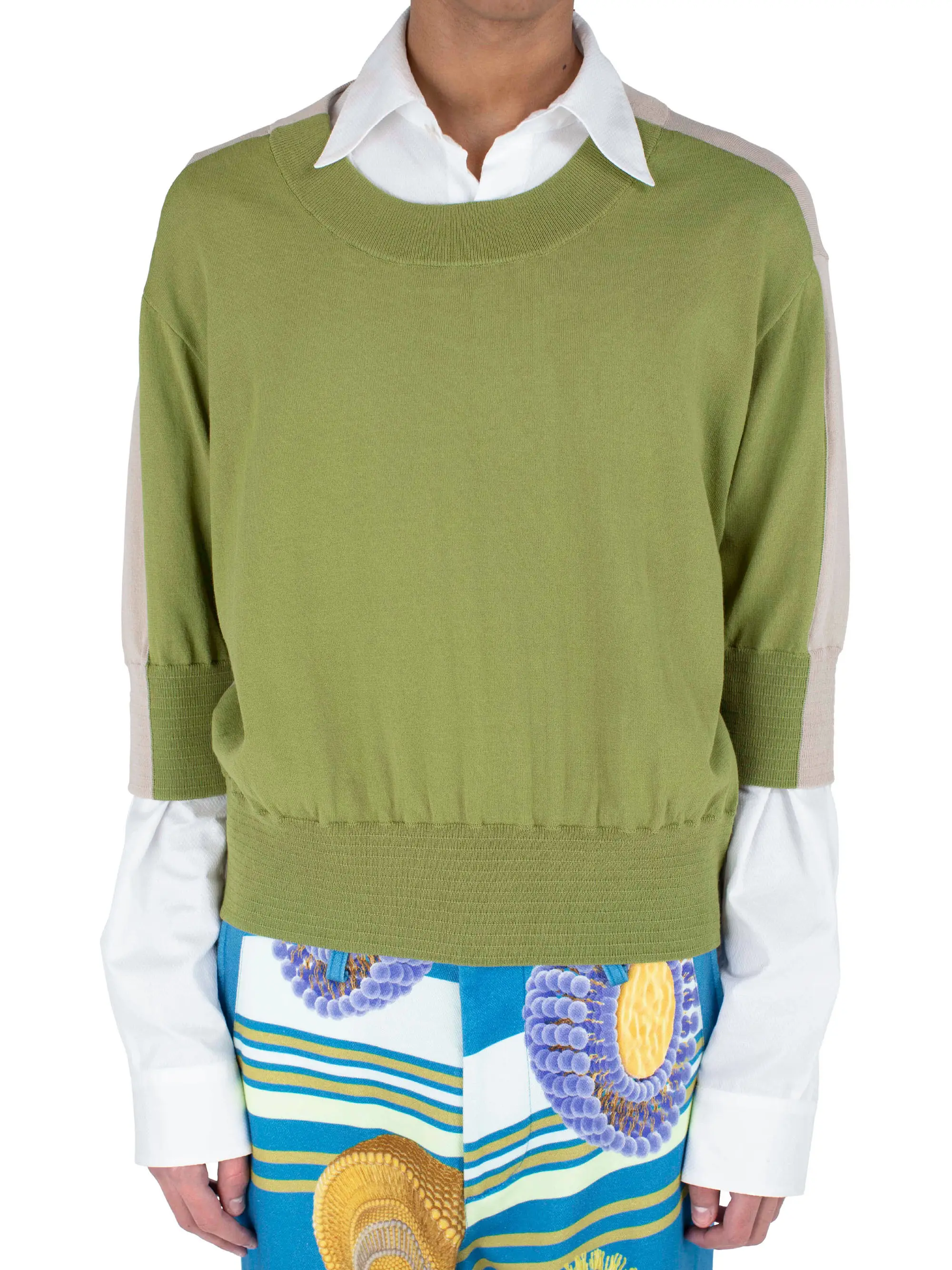 KIKO KOSTADINOV ZAFAR KNITTED TOP - MOSS GREEN / ALMOND