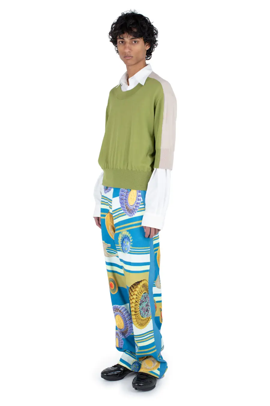 KIKO KOSTADINOV ZAFAR KNITTED TOP - MOSS GREEN / ALMOND