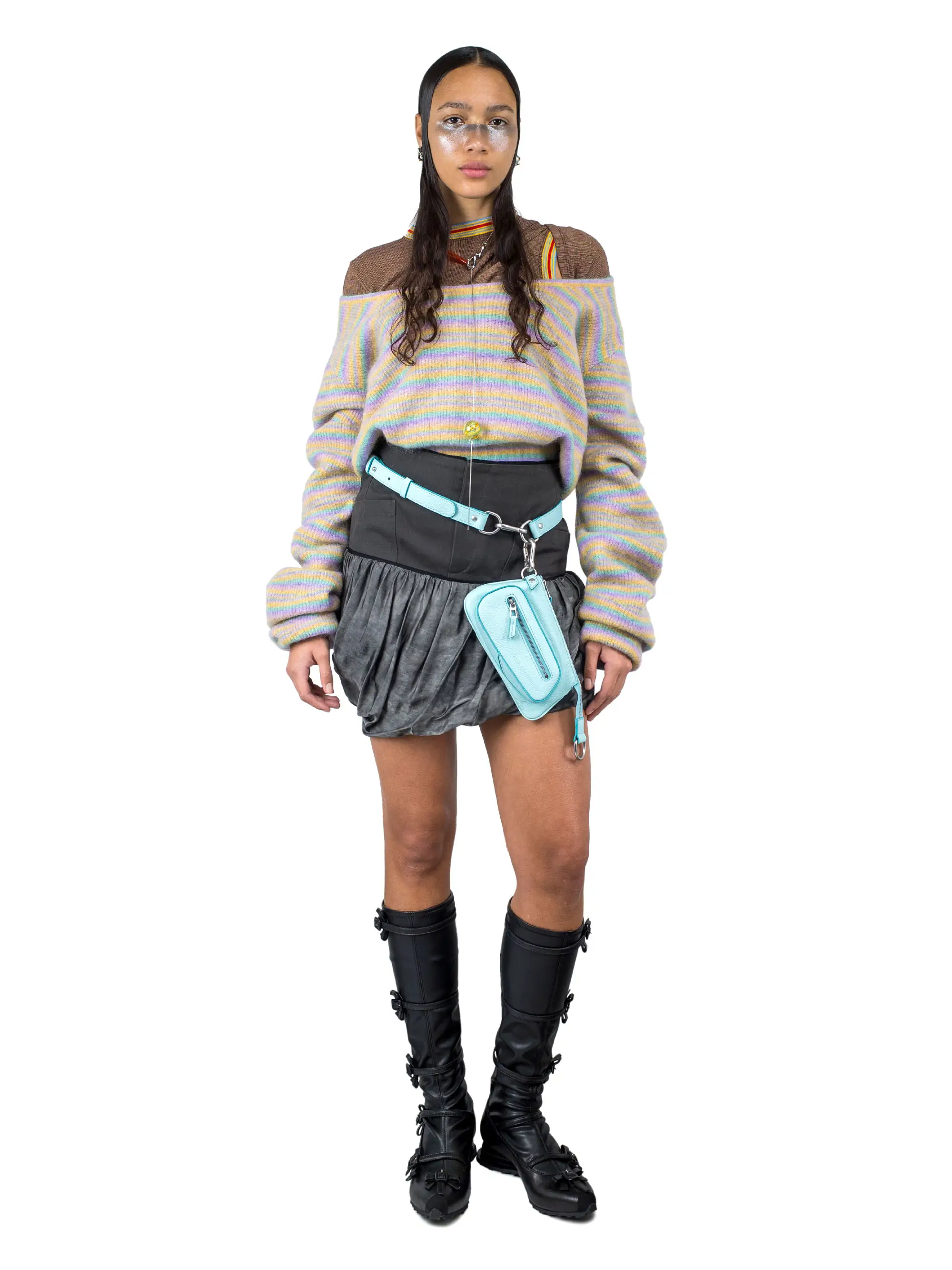KIKO KOSTADINOV AIRLIE WRAP TOP BROWN/GOLD/BLUE/RED