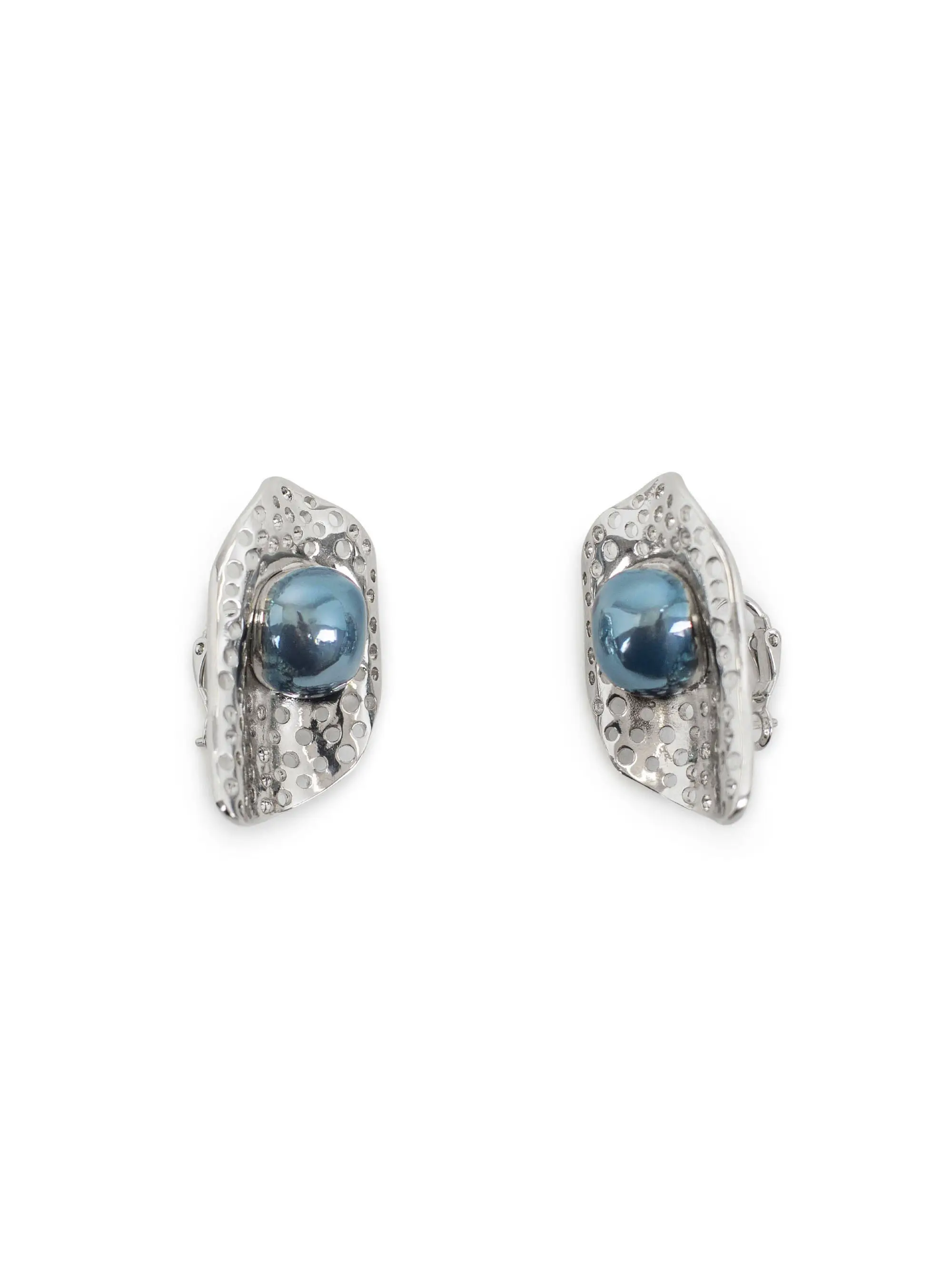 KIKO KOSTADINOV ALIS DISH EARRINGS - SILVER / METALLIC BLUE