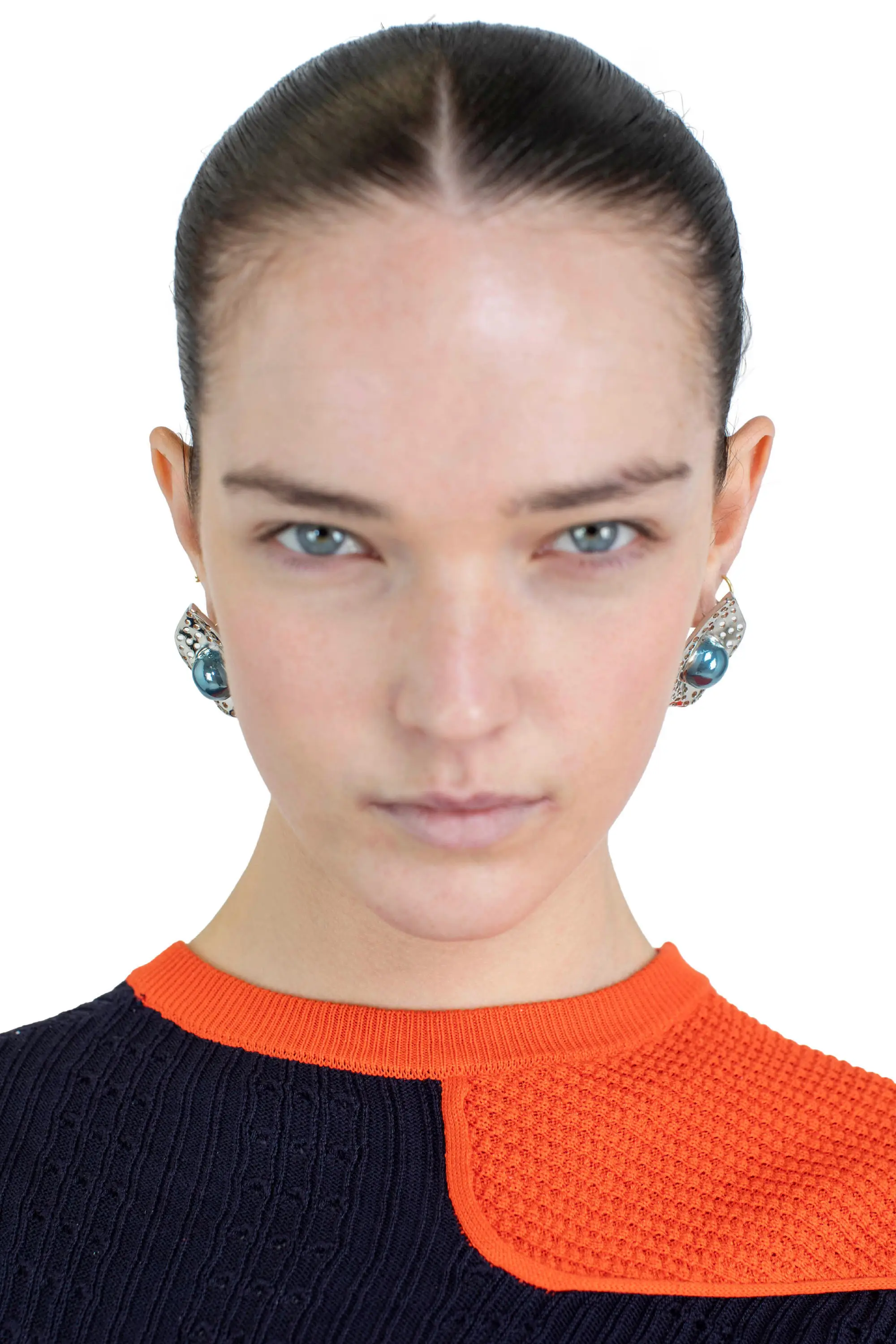 KIKO KOSTADINOV ALIS DISH EARRINGS - SILVER / METALLIC BLUE