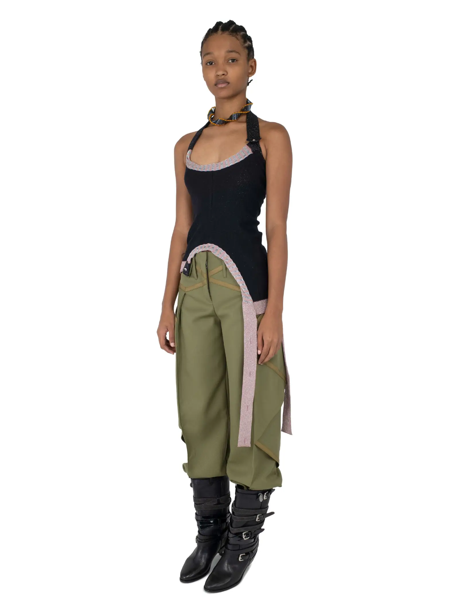 KIKO KOSTADINOV AROVA SLEEVELESS KNIT TOP HEMATITE BLACK