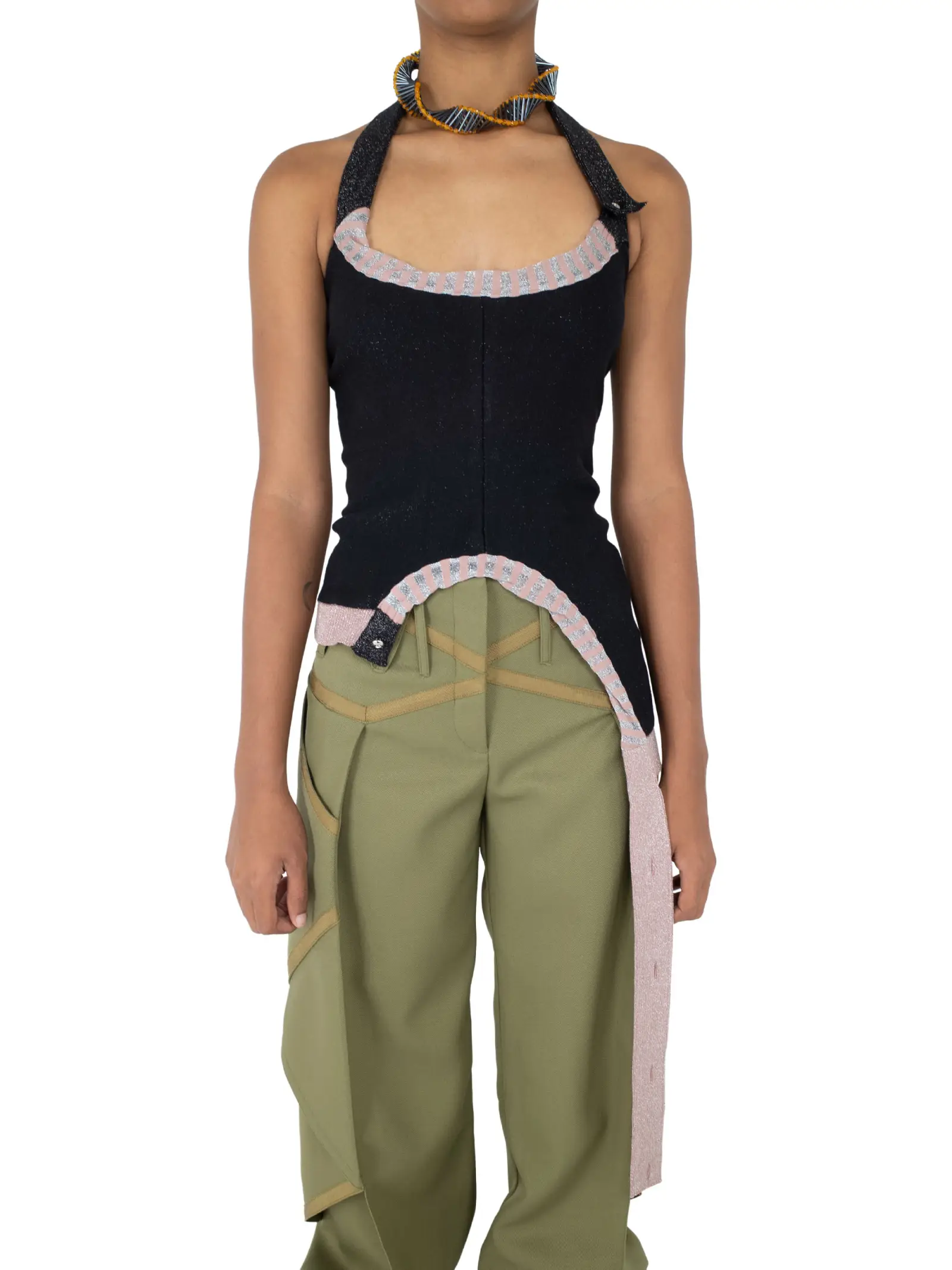 KIKO KOSTADINOV AROVA SLEEVELESS KNIT TOP HEMATITE BLACK