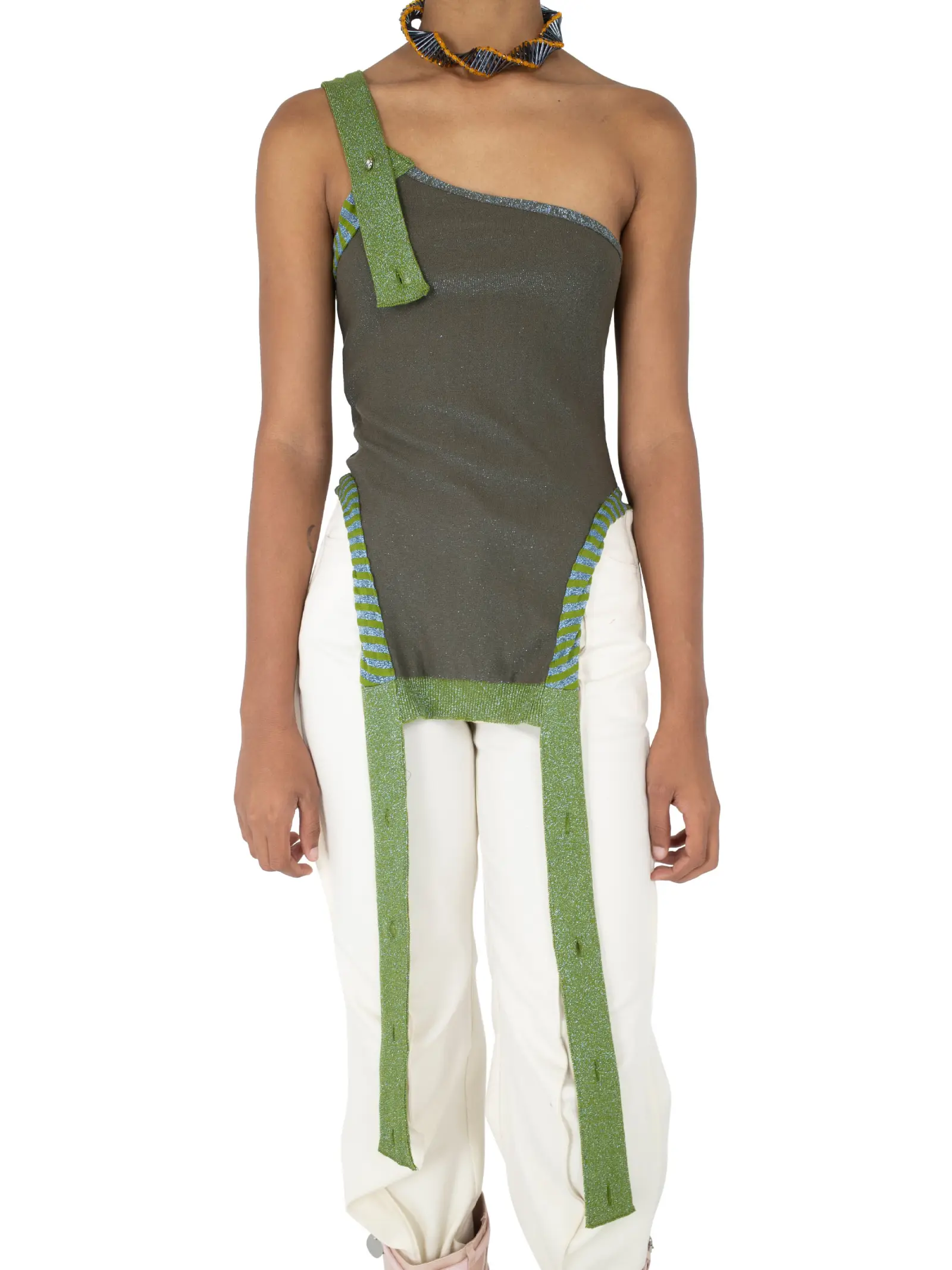 KIKO KOSTADINOV AROVA SLEEVELESS KNIT TOP SERPENTINE GREEN