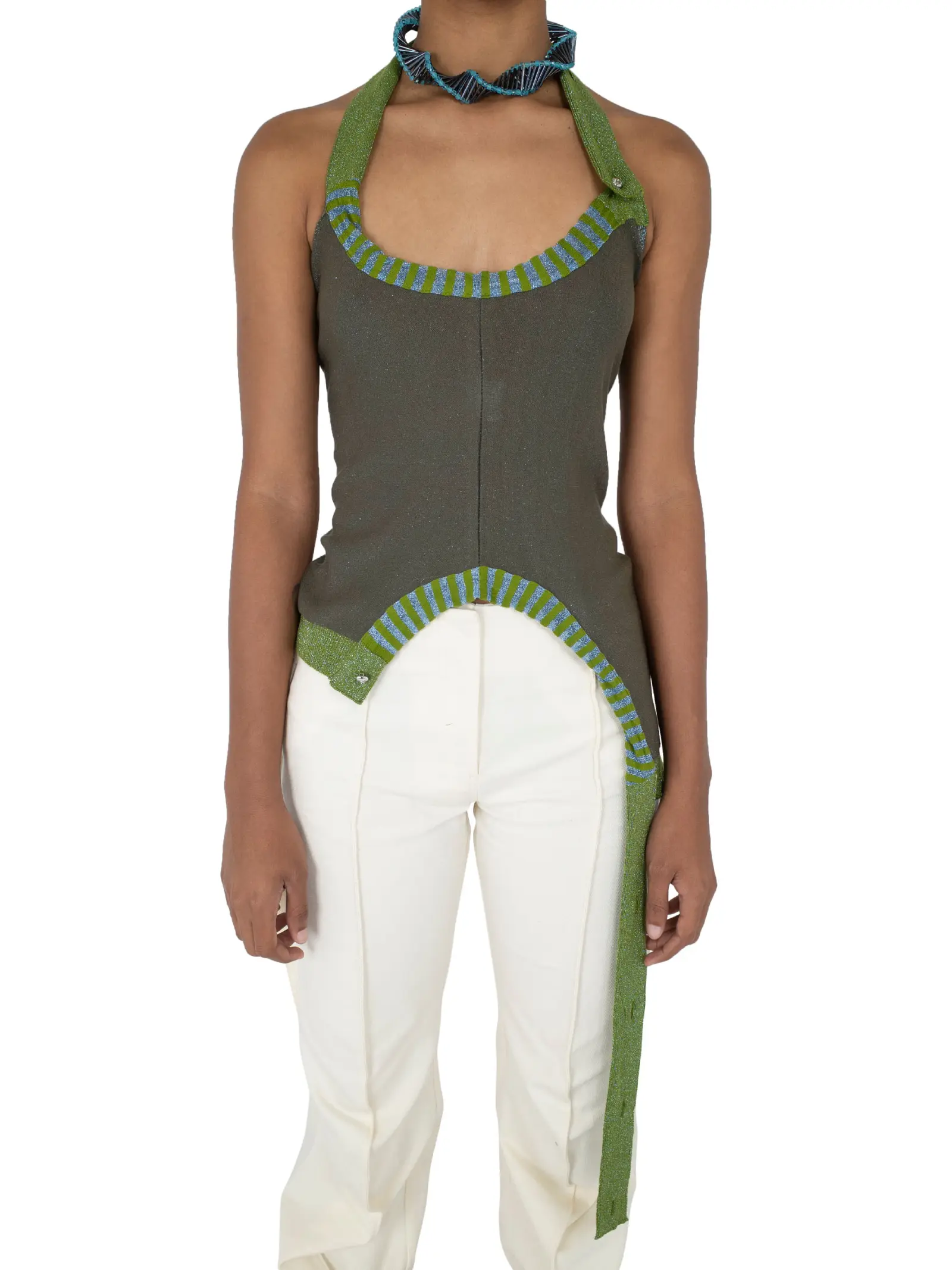 KIKO KOSTADINOV AROVA SLEEVELESS KNIT TOP SERPENTINE GREEN