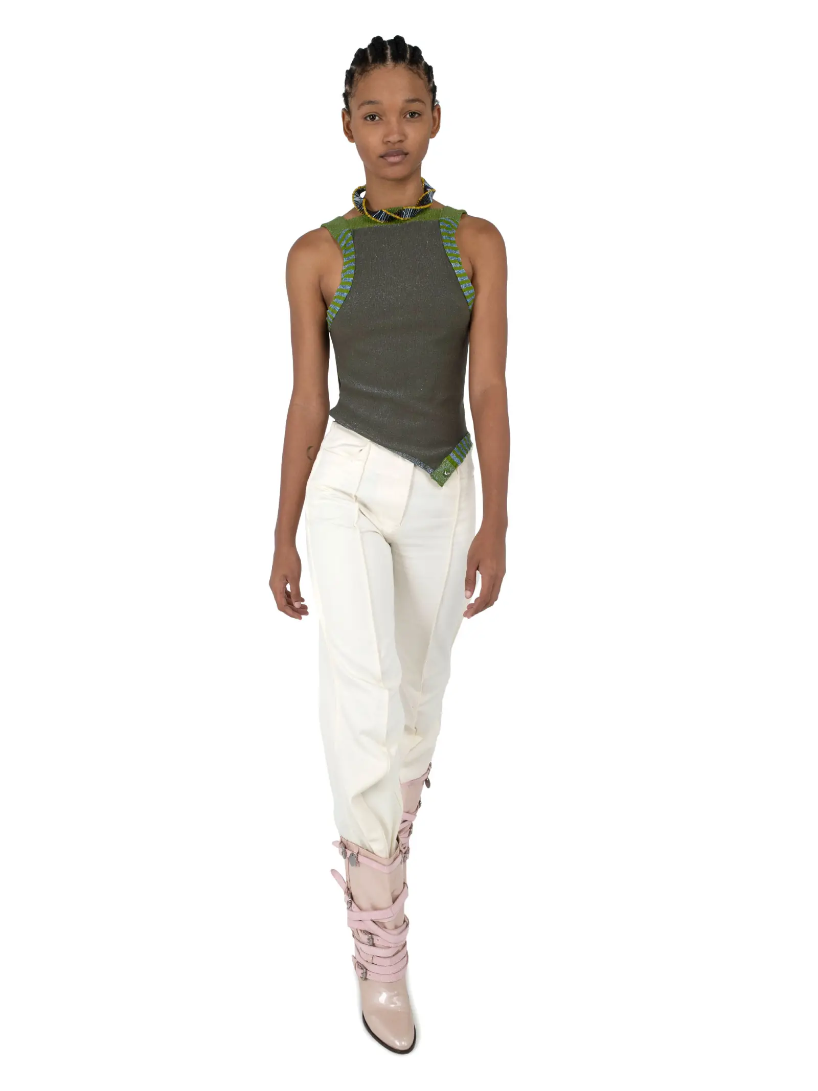 KIKO KOSTADINOV AROVA SLEEVELESS KNIT TOP SERPENTINE GREEN