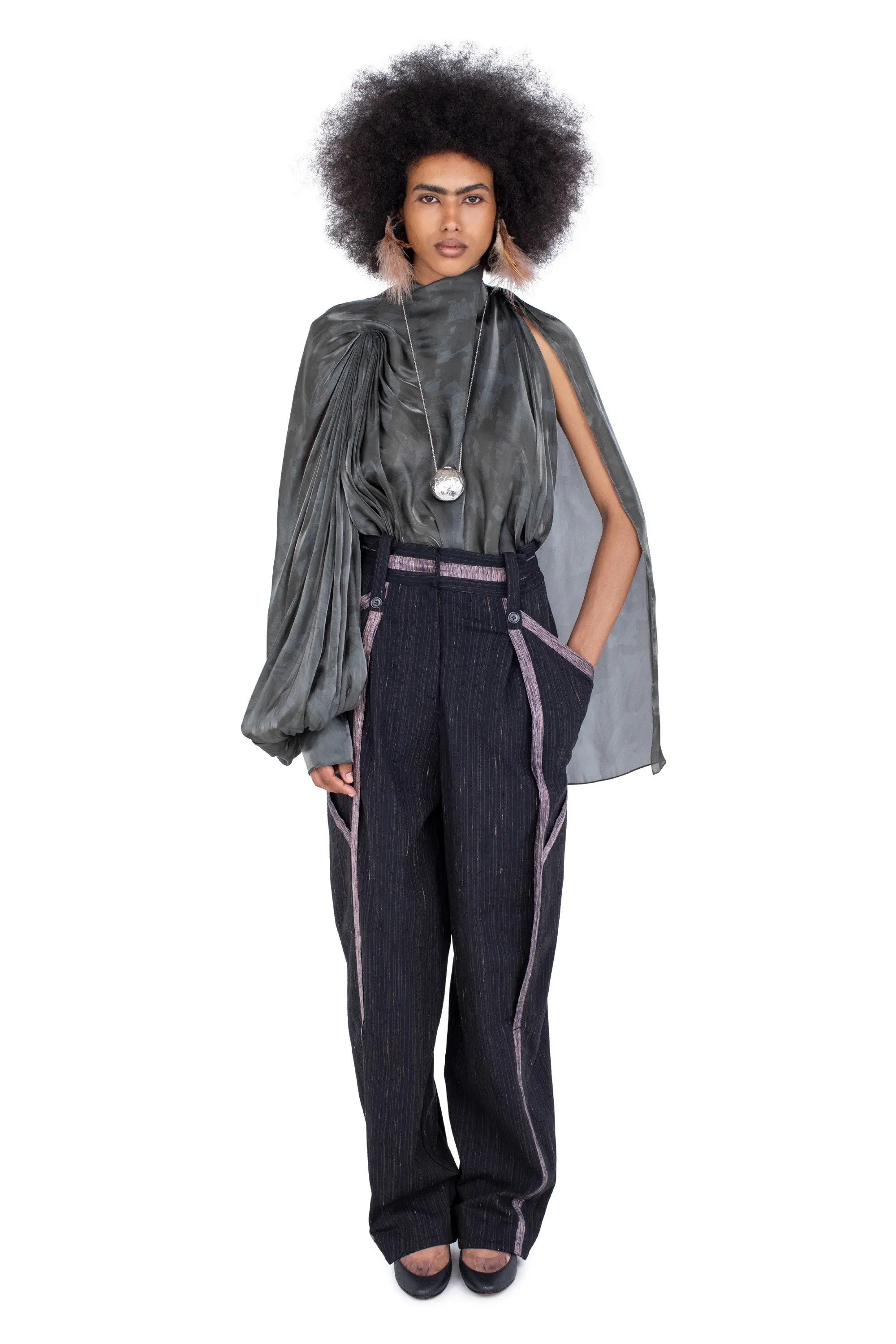 KIKO KOSTADINOV AUDAX TROUSERS - CHARCOAL & ROSE
