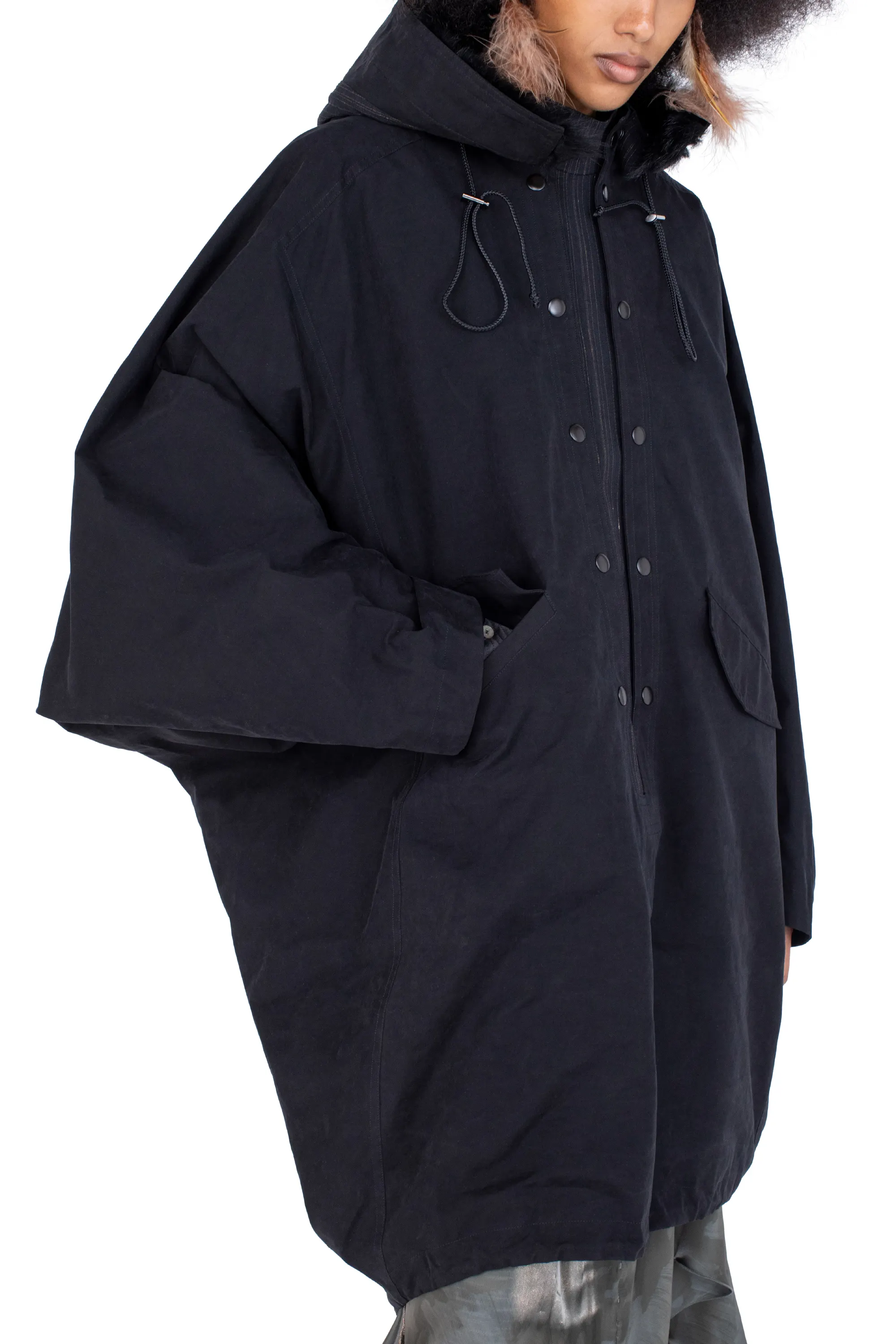 KIKO KOSTADINOV BITTERN HOODED PONCHO - ONYX BLACK
