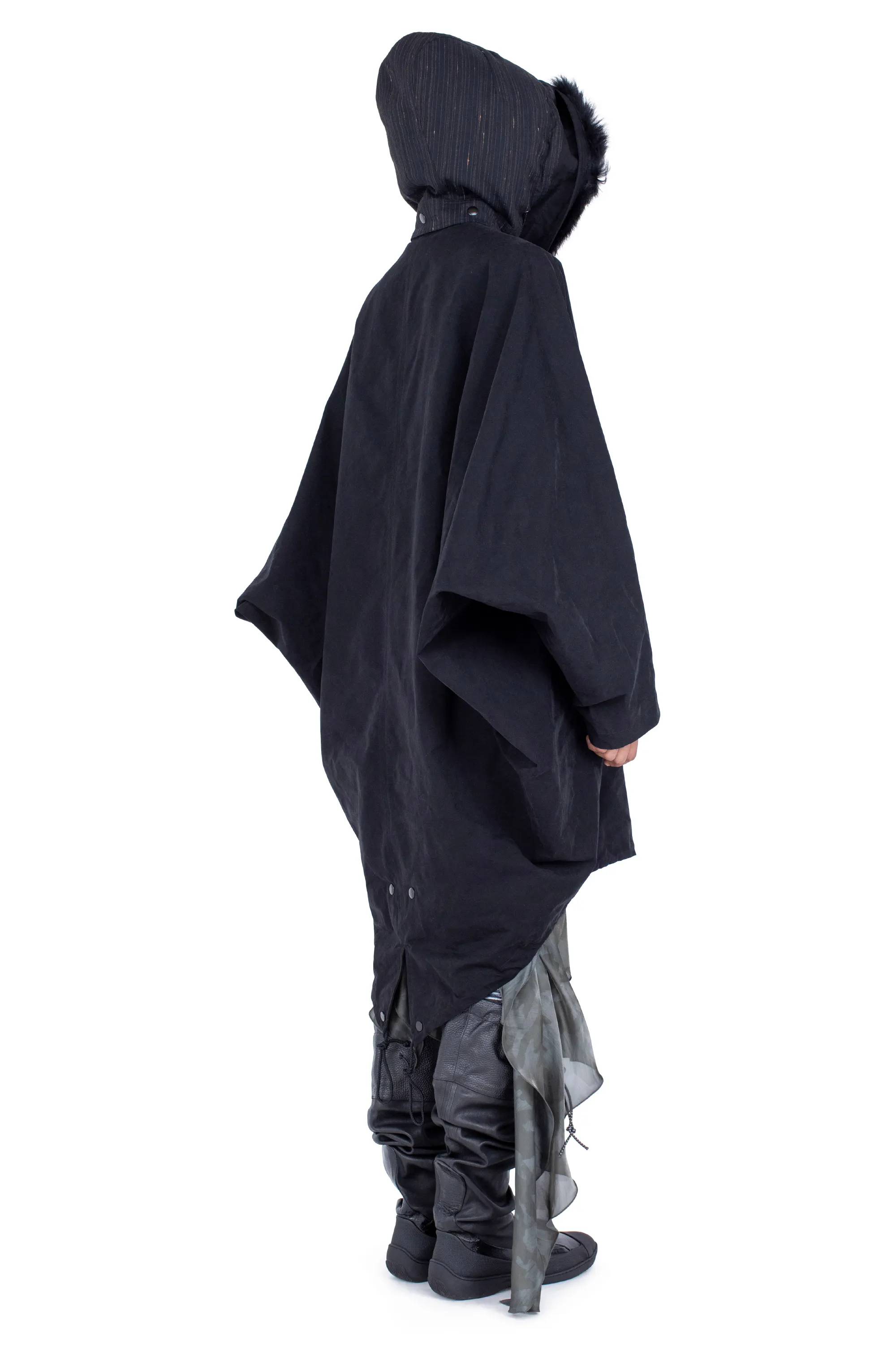 KIKO KOSTADINOV BITTERN HOODED PONCHO - ONYX BLACK