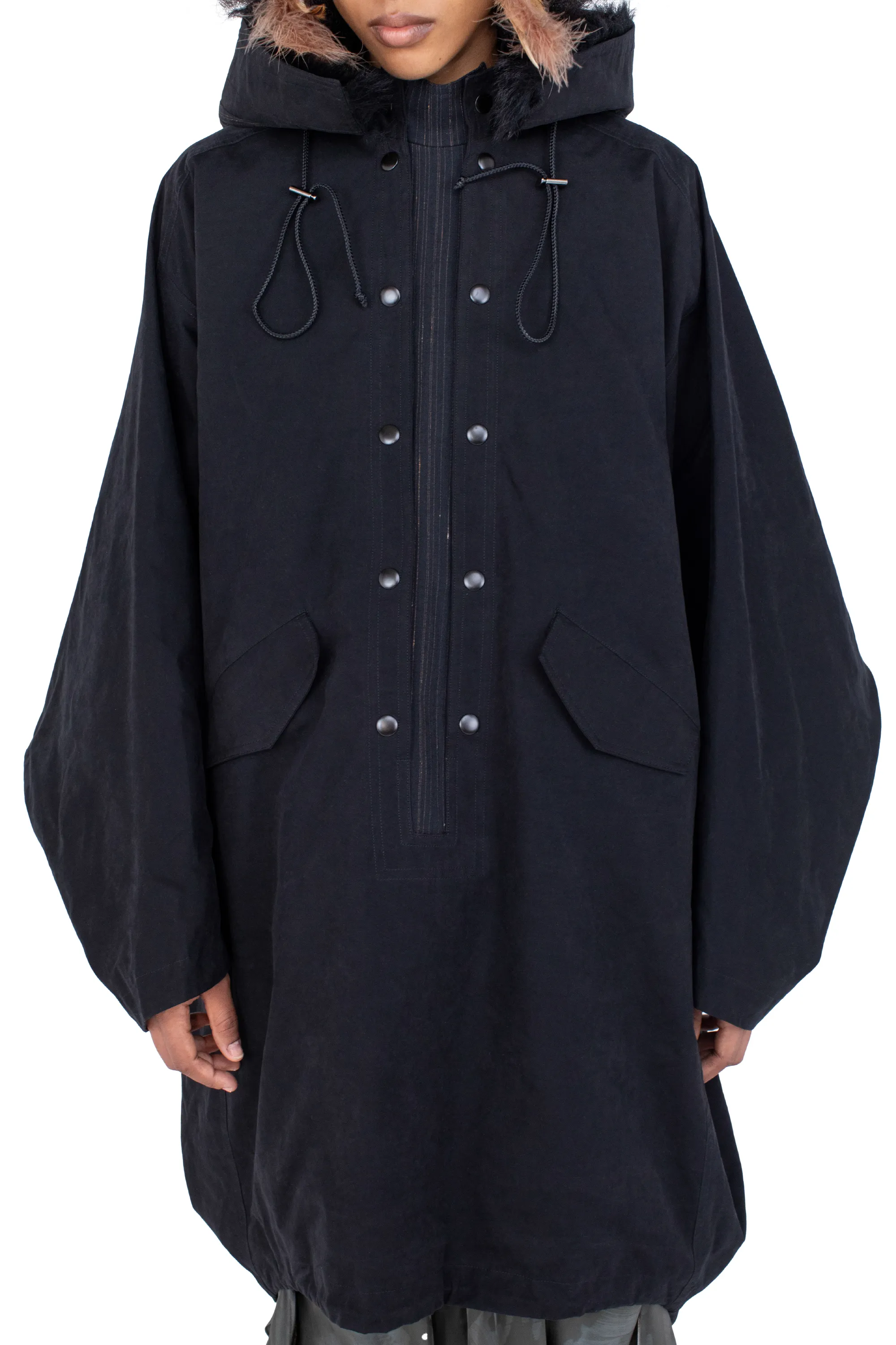 KIKO KOSTADINOV BITTERN HOODED PONCHO - ONYX BLACK