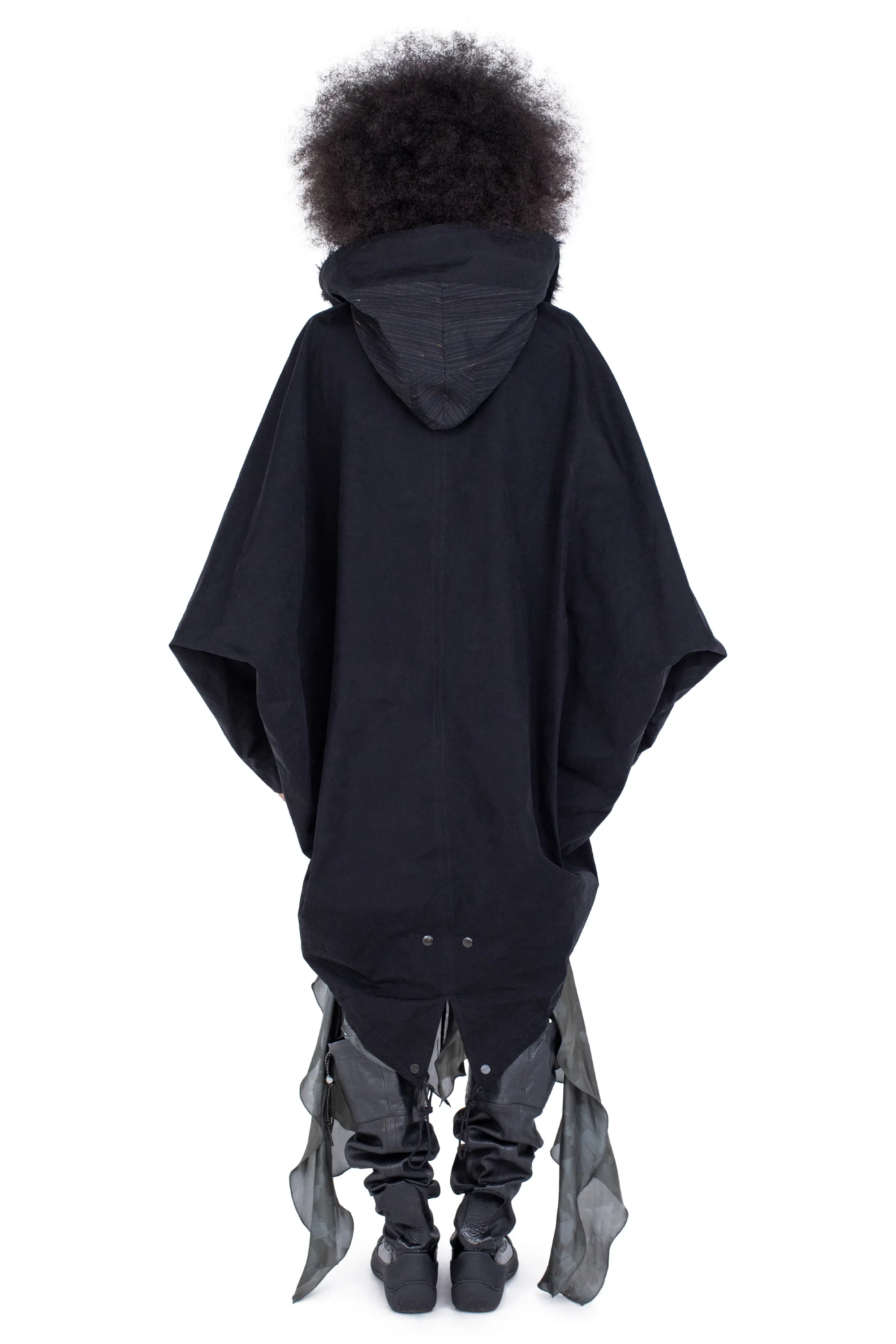 KIKO KOSTADINOV BITTERN HOODED PONCHO - ONYX BLACK