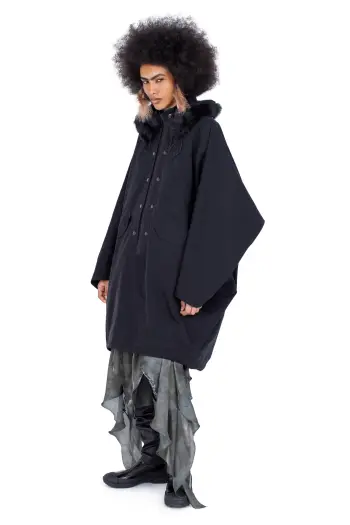 KIKO KOSTADINOV BITTERN HOODED PONCHO - ONYX BLACK
