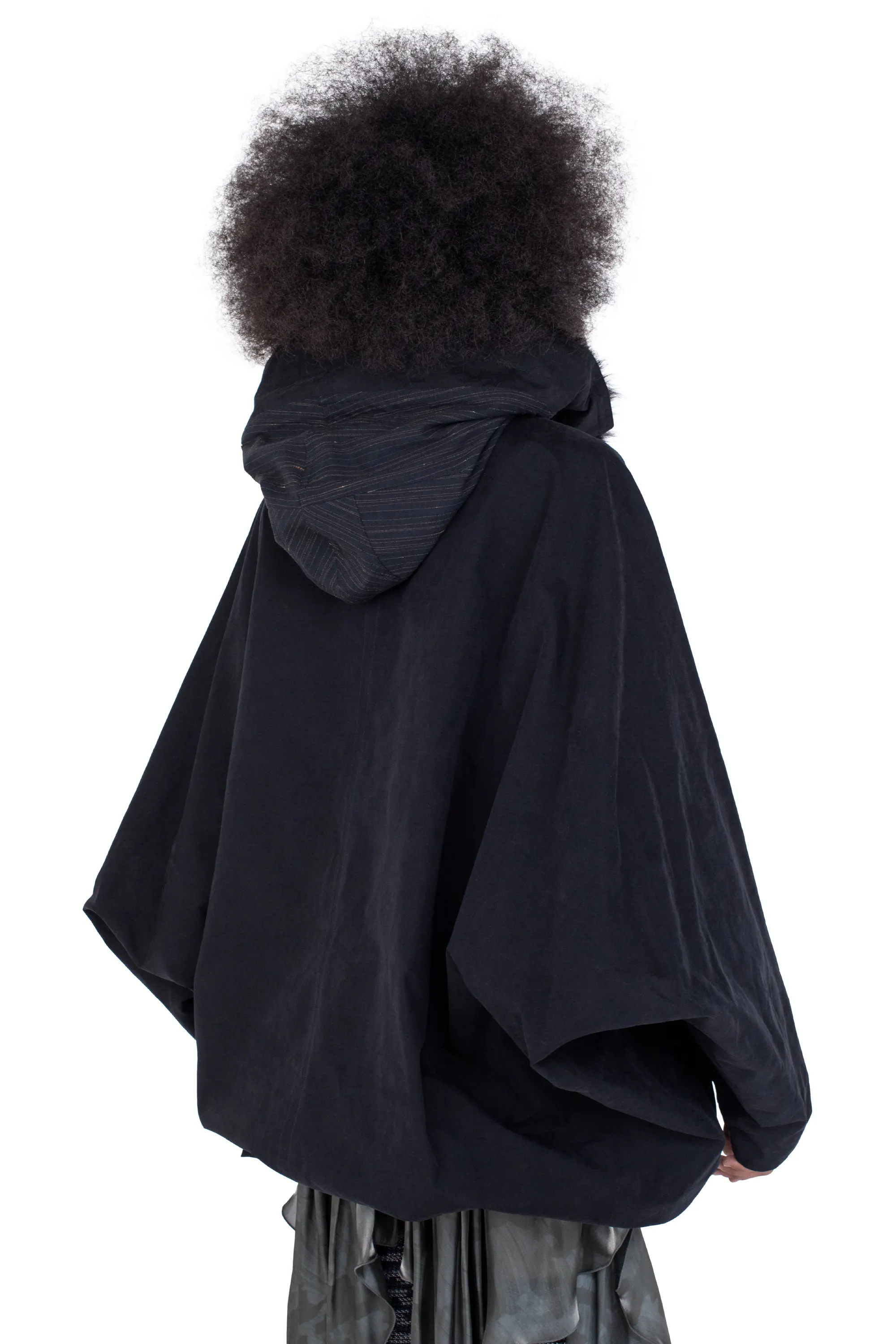 KIKO KOSTADINOV BITTERN HOODED PONCHO - ONYX BLACK